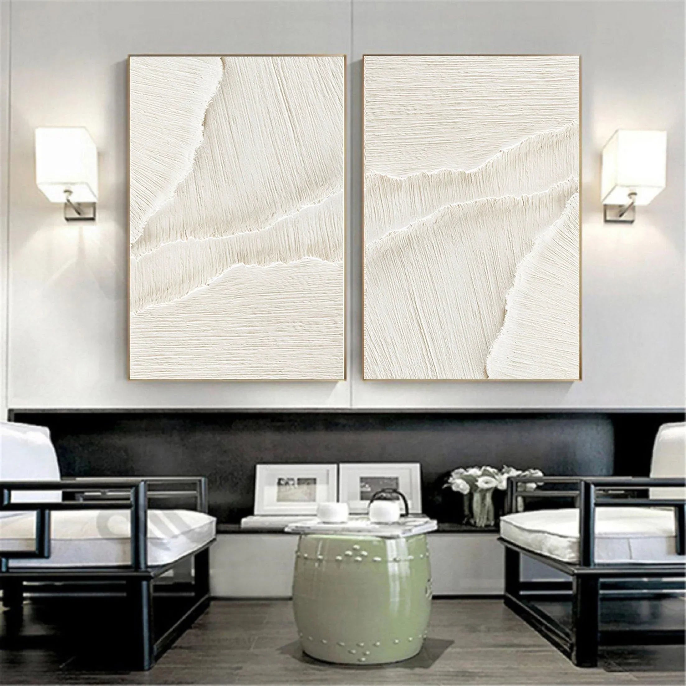 Desert Breeze - Dual Minimalist Textured Wall Art SET OF 2 - artextured