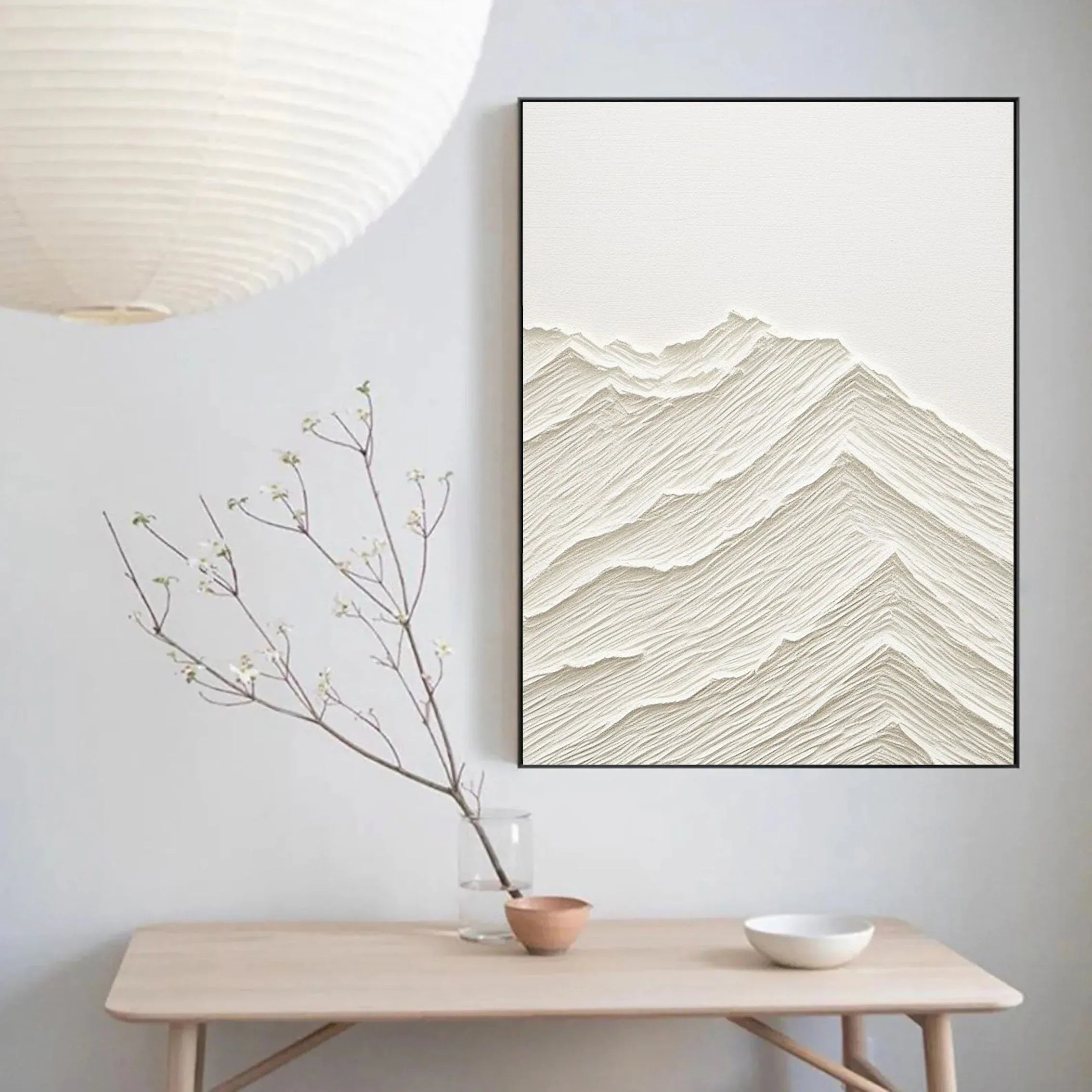 Serene Horizons- Minimalist Textured Mountain Artwork - artextured