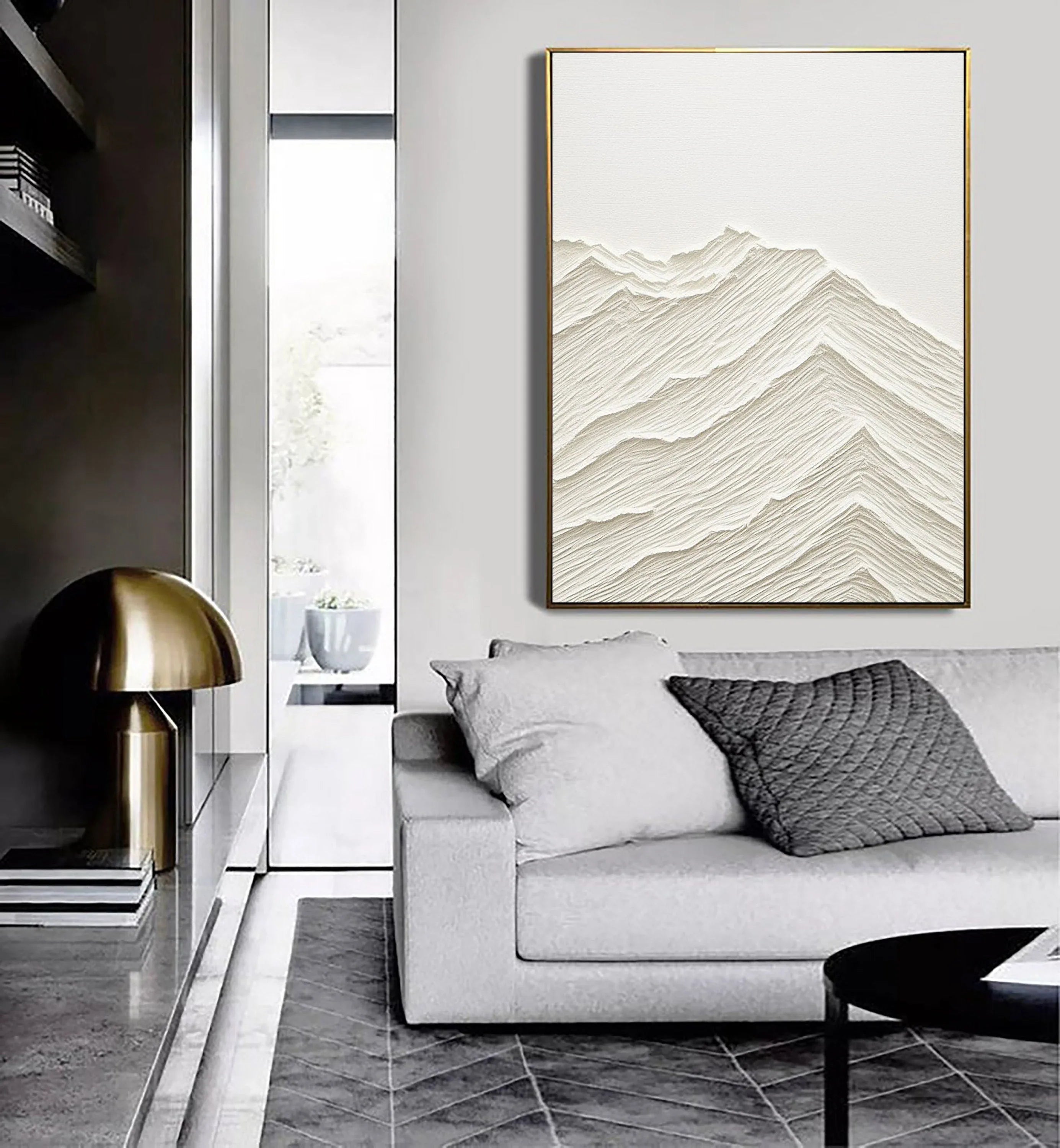 Serene Horizons- Minimalist Textured Mountain Artwork - artextured