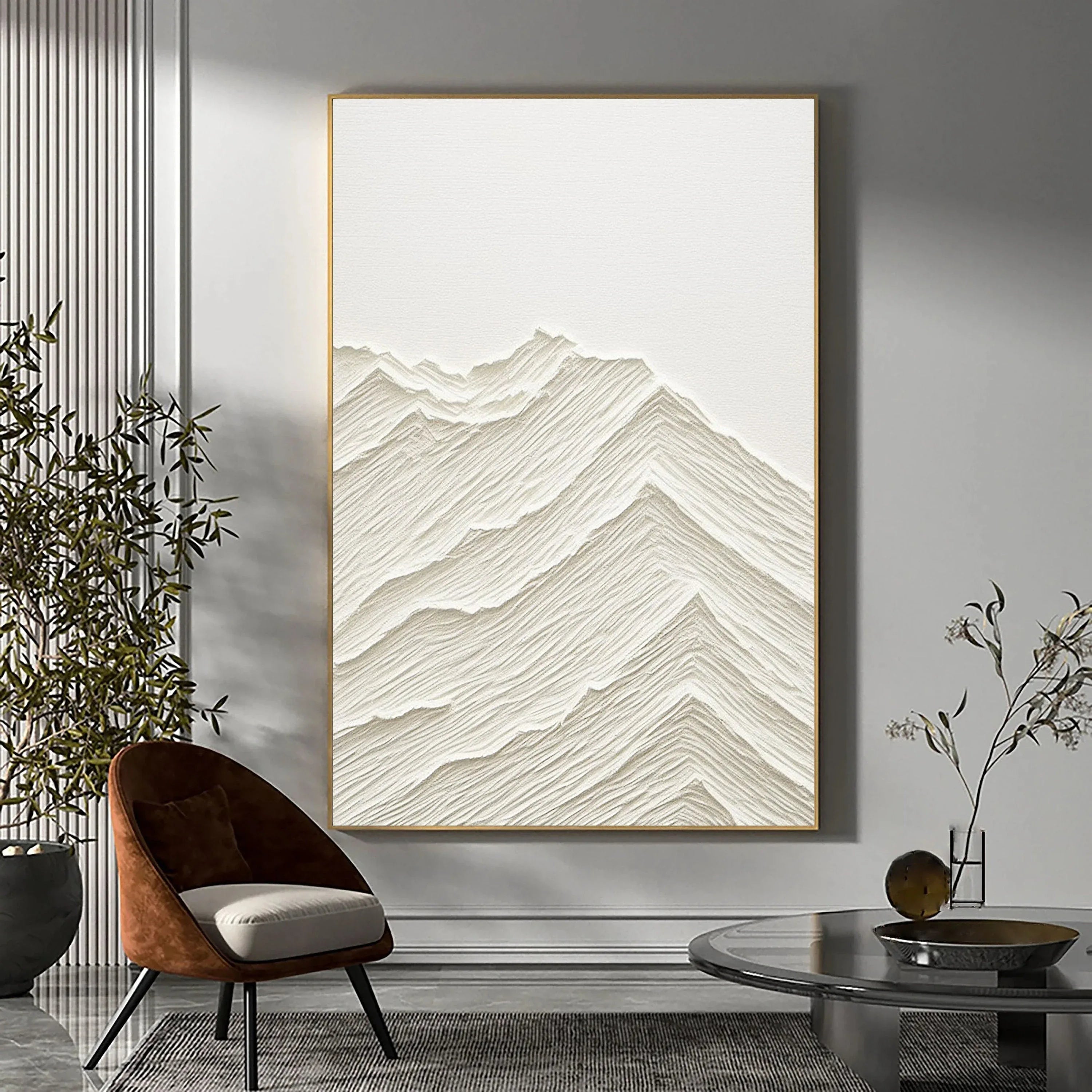 Serene Horizons- Minimalist Textured Mountain Artwork - artextured