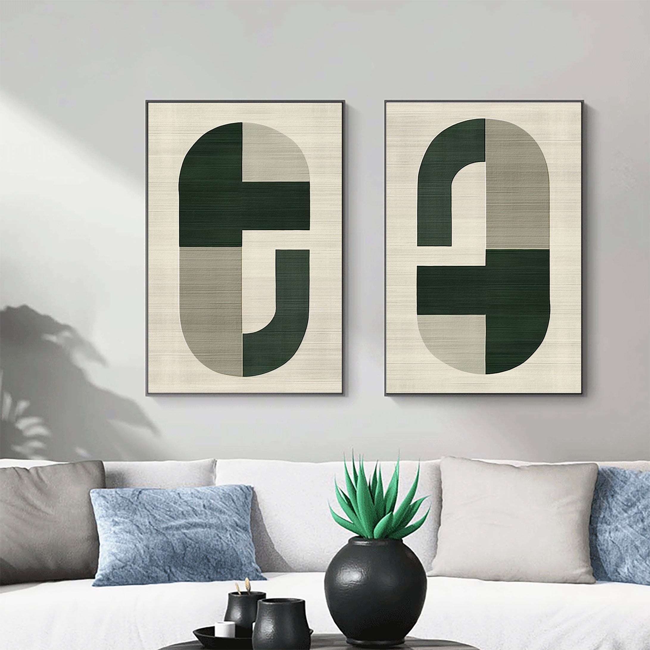 Geometric Harmony: Modern Minimalist Canvas Art Set Of 2
