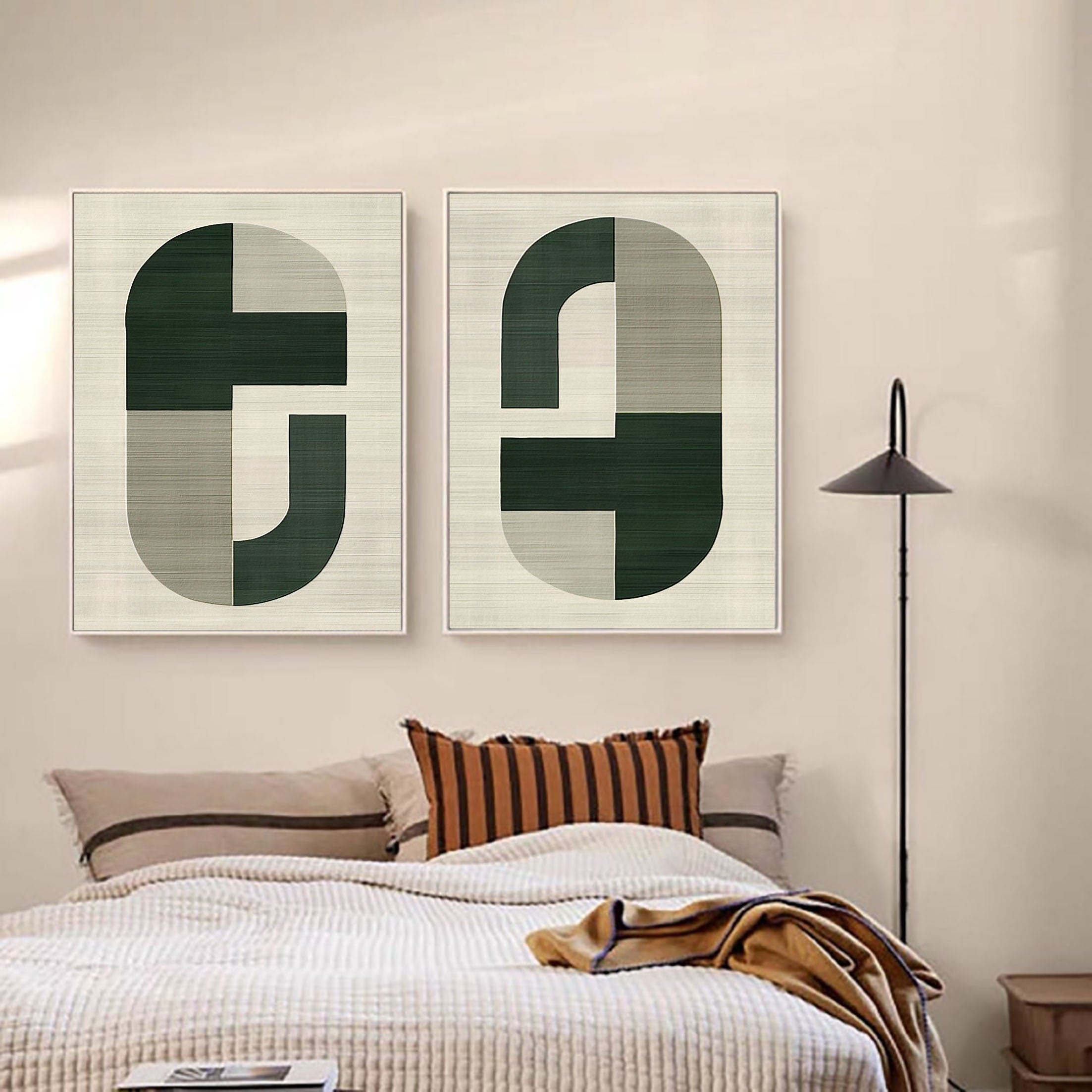 Geometric Harmony: Modern Minimalist Canvas Art Set Of 2