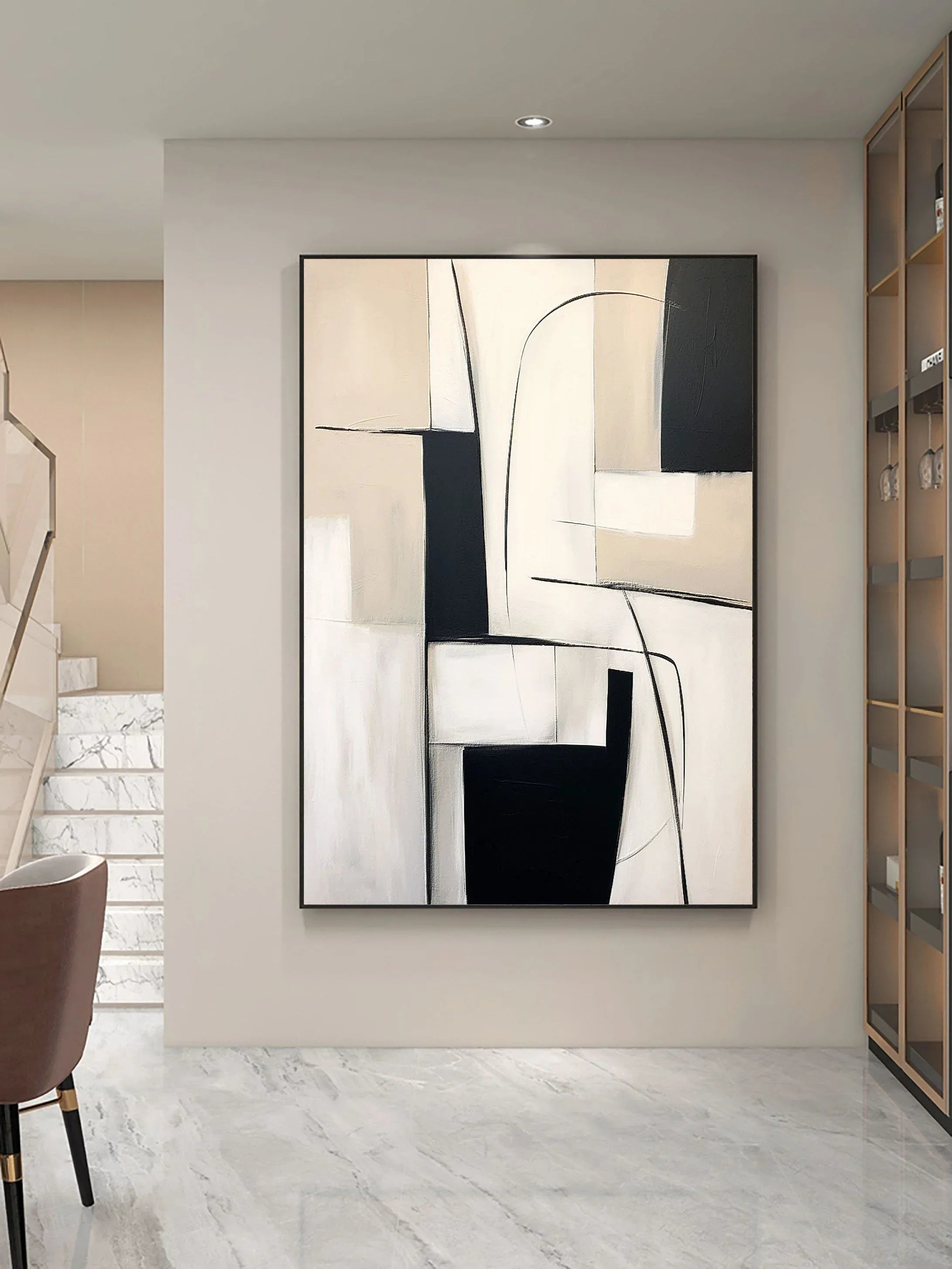 Monochrome Maze-Modern Home Design Geometric Minimalist Abstract Wall Art - artextured