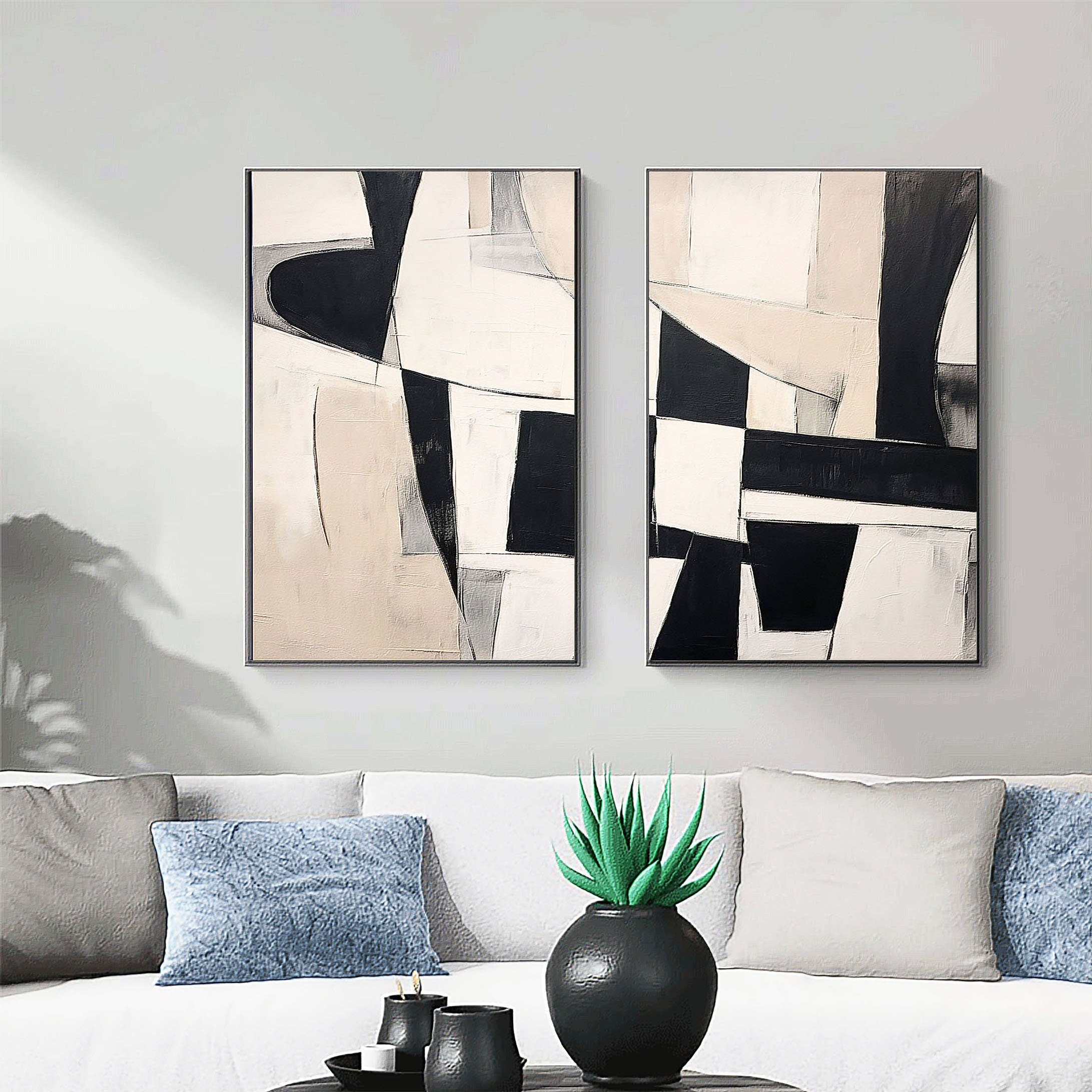 Monochrome Harmony Diptych SET OF 2