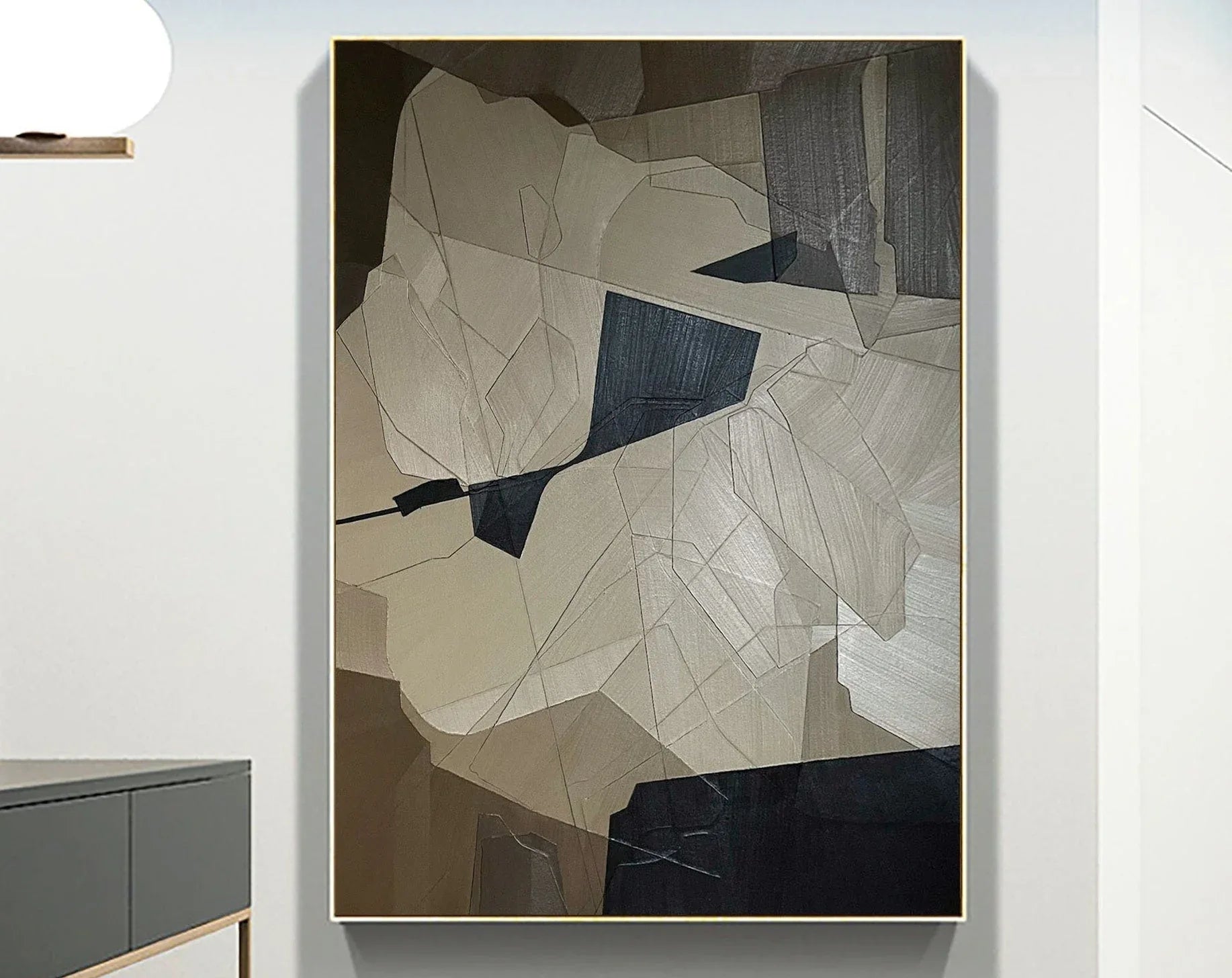 Fragmented Harmony-Geometric Abstract Irregular Wall Art in Modern Minimalist Home Decoration - artextured