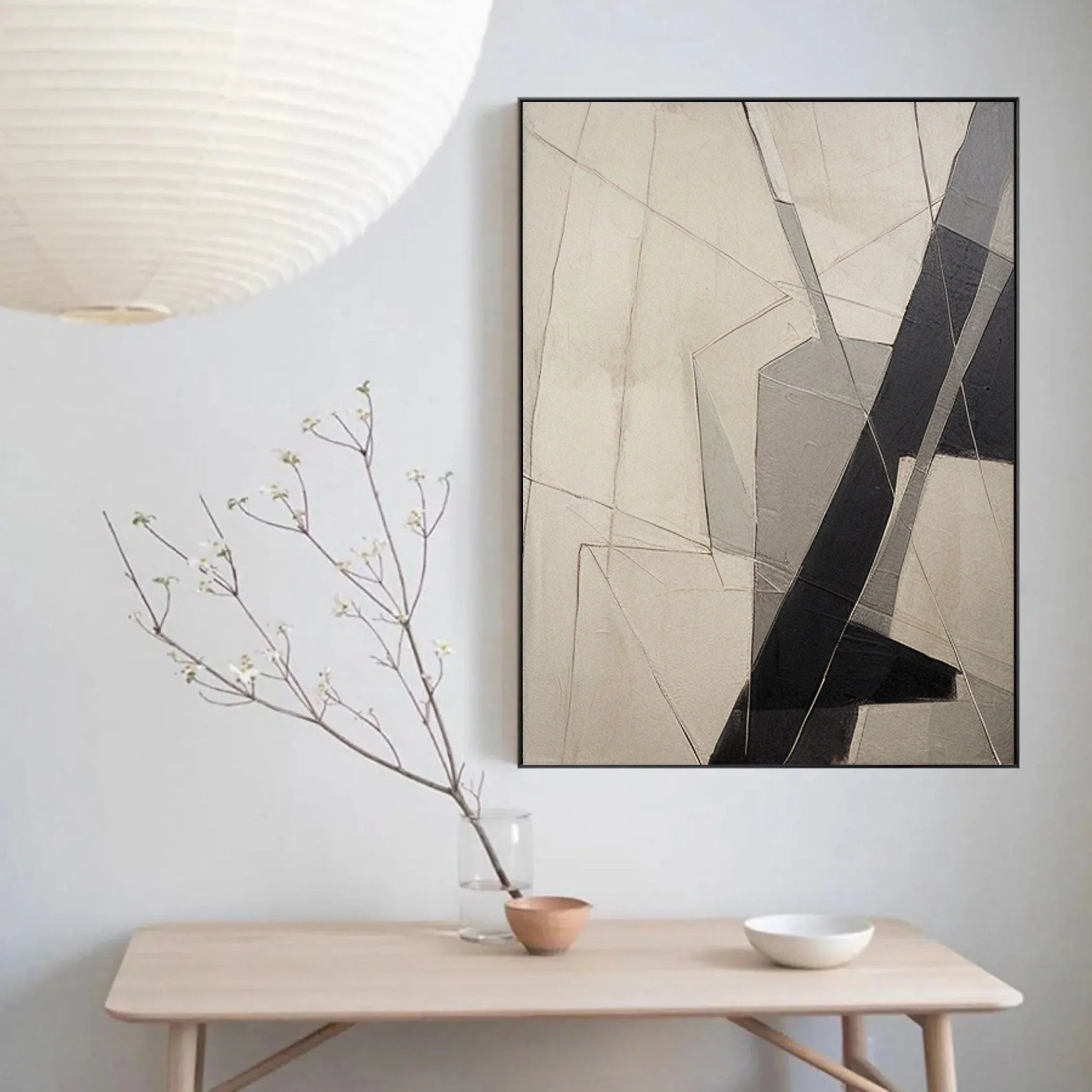 Intersecting Paths-Hand Drawn Geometric Three-Dimensional Texture Abstract Wall Art - artextured