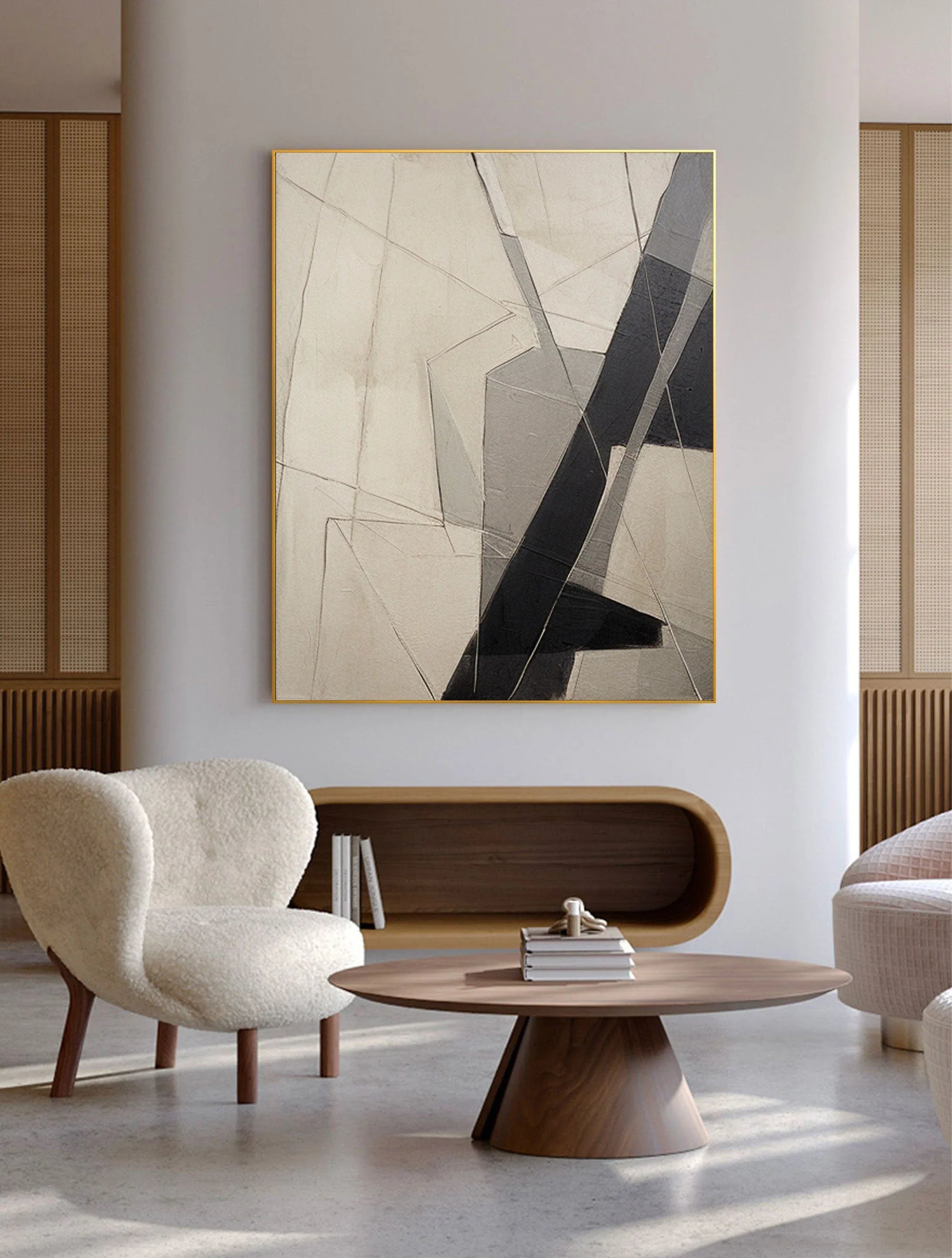 Intersecting Paths-Hand Drawn Geometric Three-Dimensional Texture Abstract Wall Art - artextured