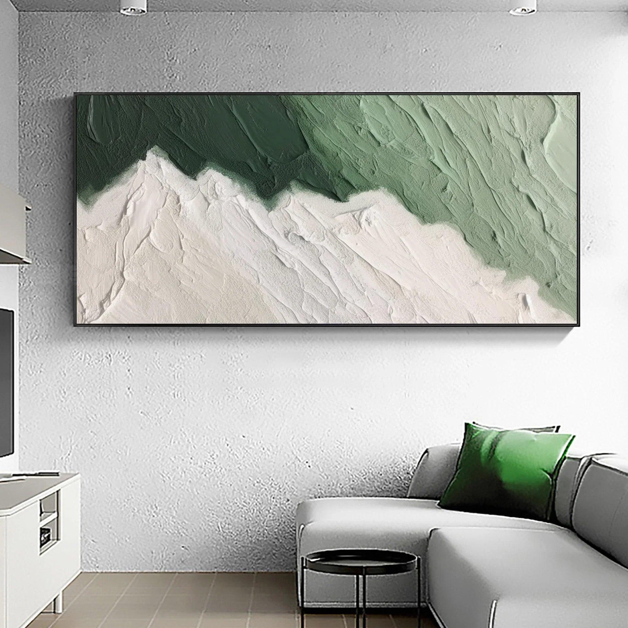 Emerald Peaks -Modern Minimalist Hand drawn Mountain Texture Wall Art - artextured