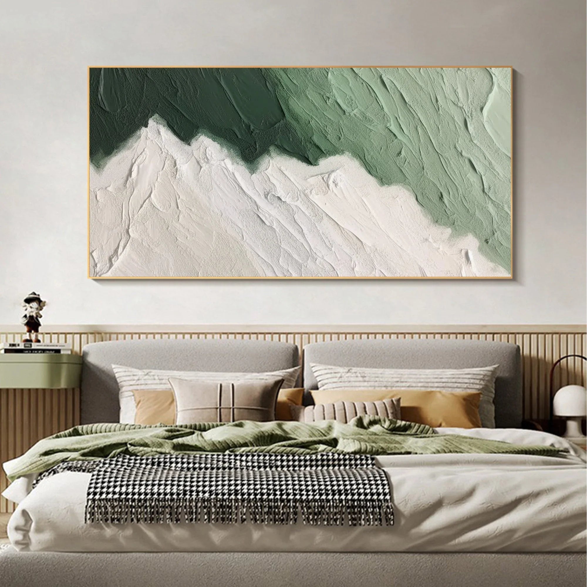 Emerald Peaks -Modern Minimalist Hand drawn Mountain Texture Wall Art - artextured