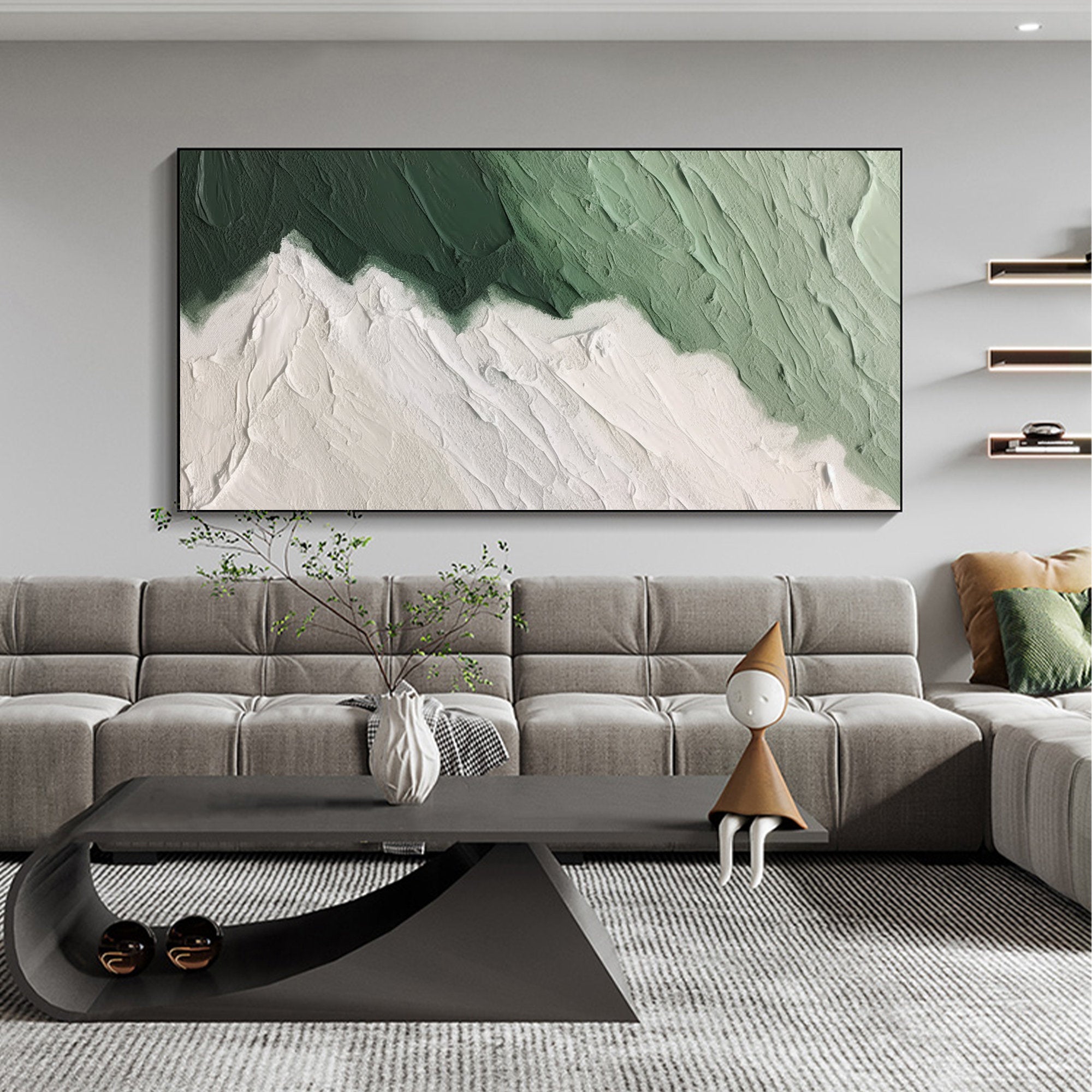 Emerald Peaks - Abstract Textured Canvas Art