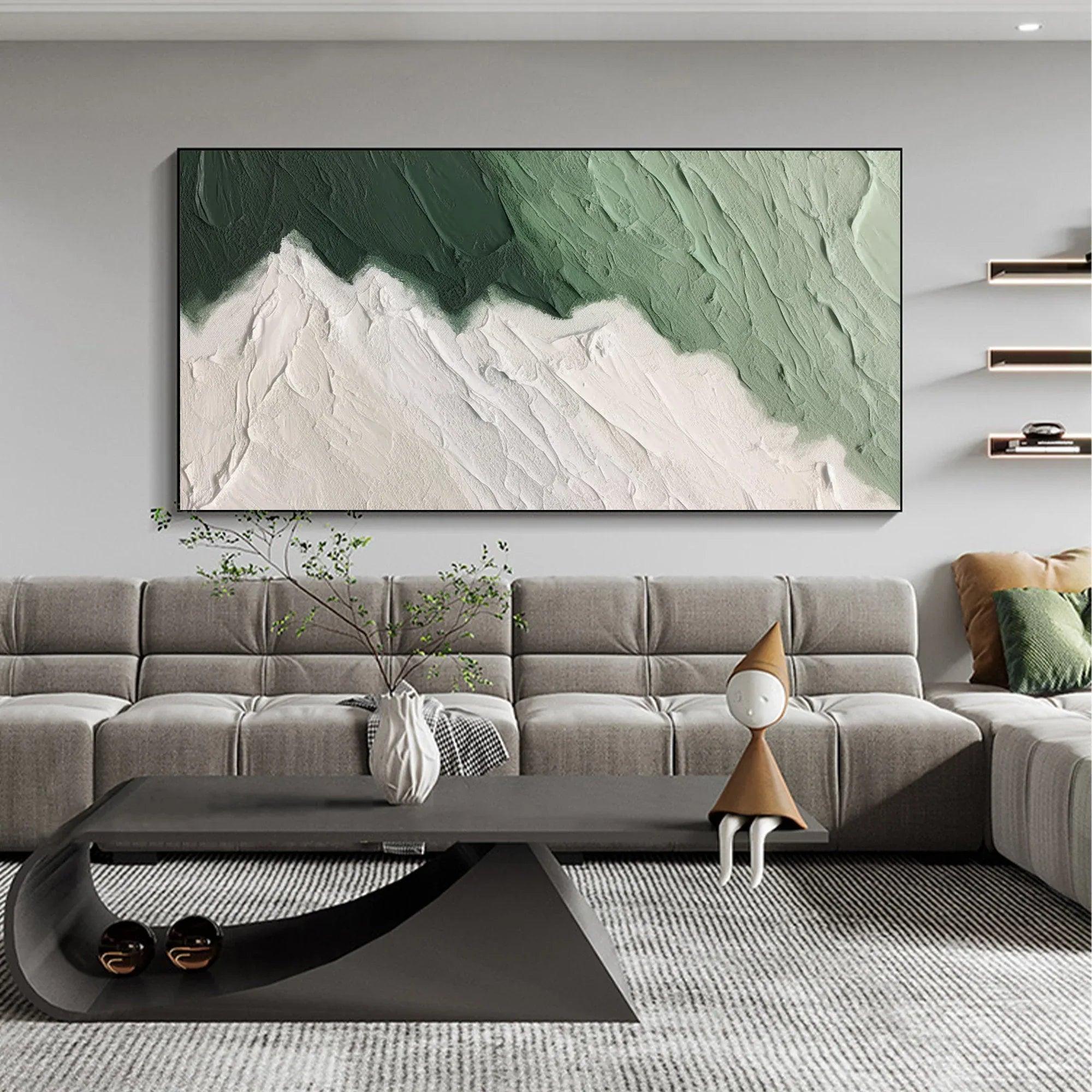 Emerald Peaks -Modern Minimalist Hand drawn Mountain Texture Wall Art - artextured