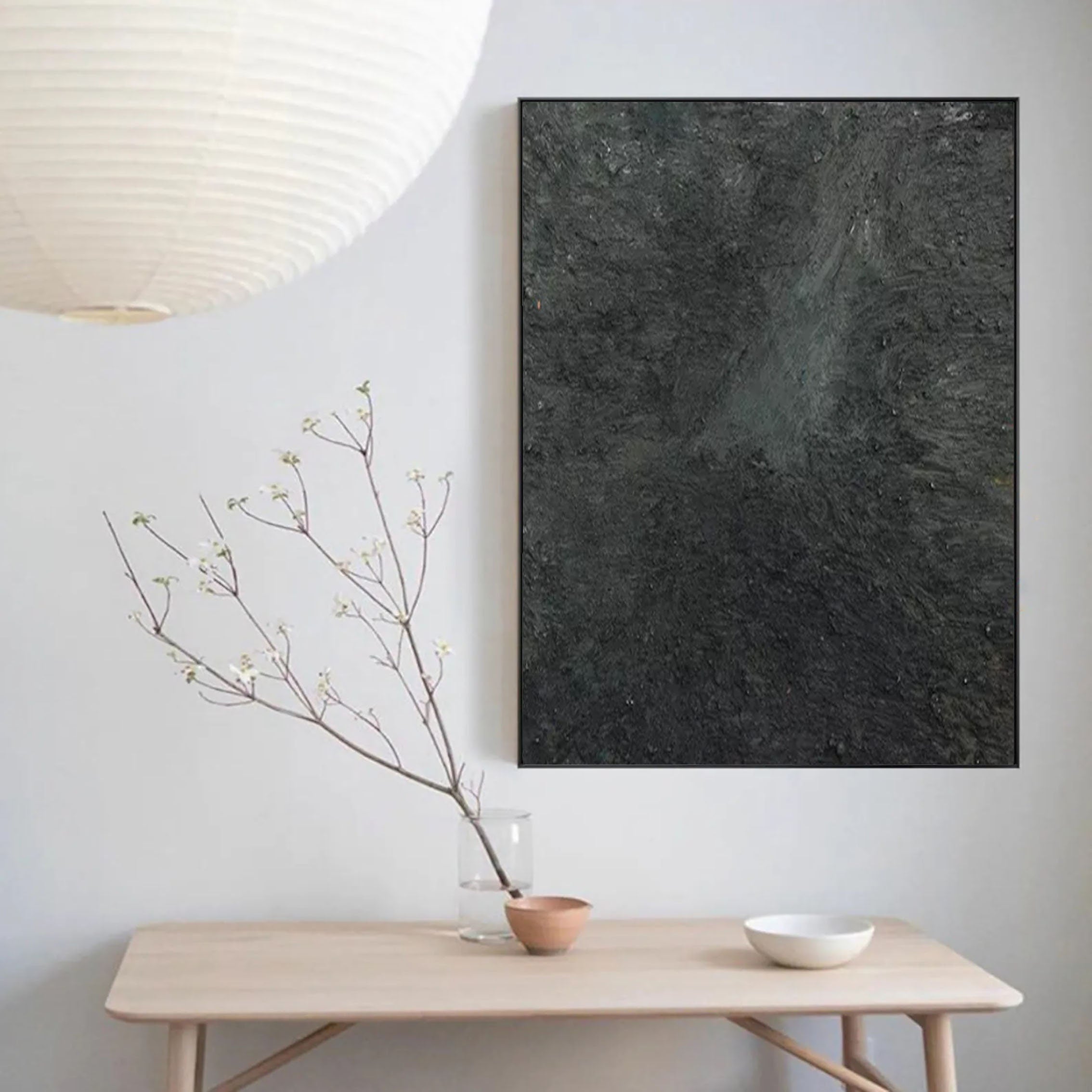 Graphite Echo-Minimalist Charcoal Textured Wall Art