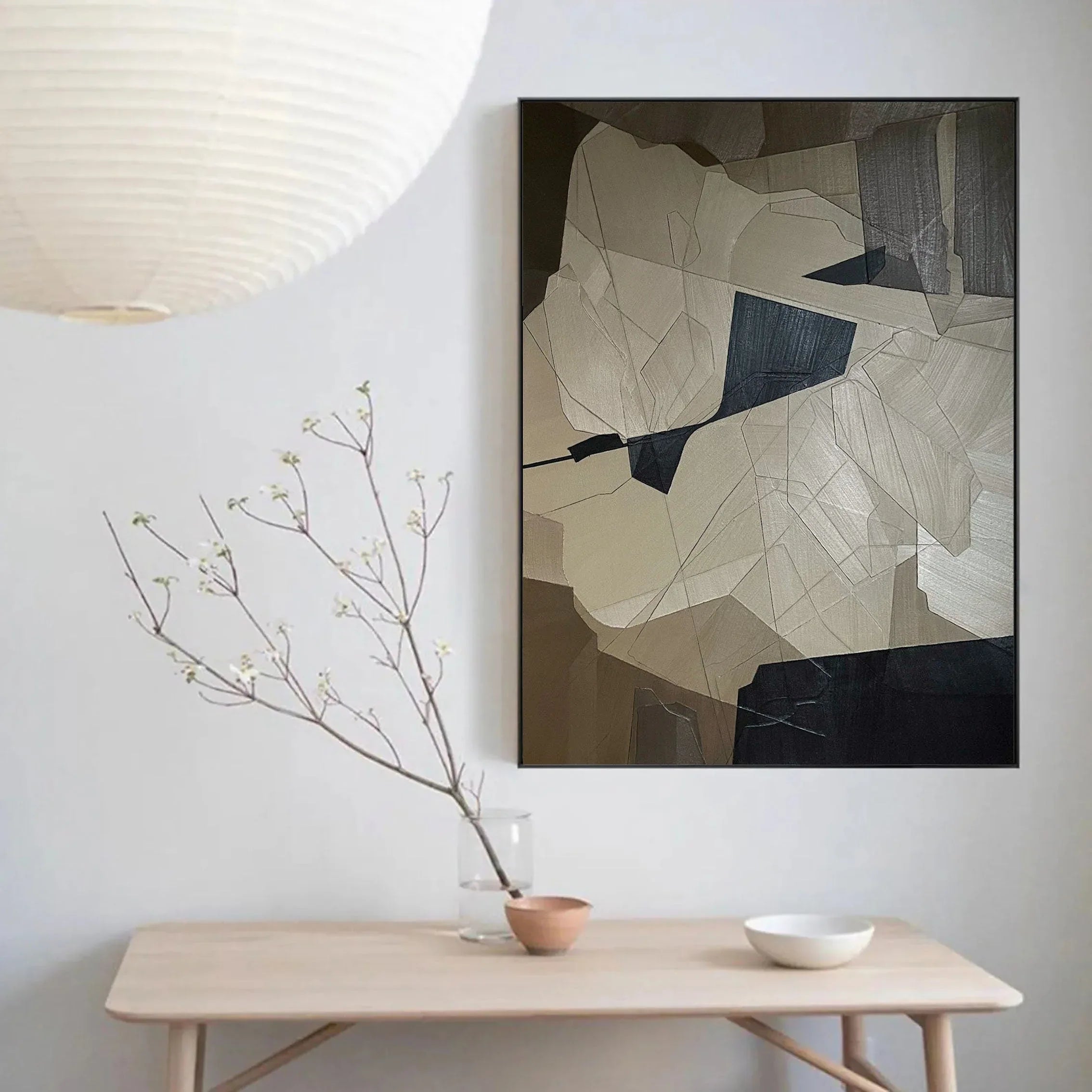 Fragmented Harmony-Geometric Abstract Irregular Wall Art in Modern Minimalist Home Decoration - artextured