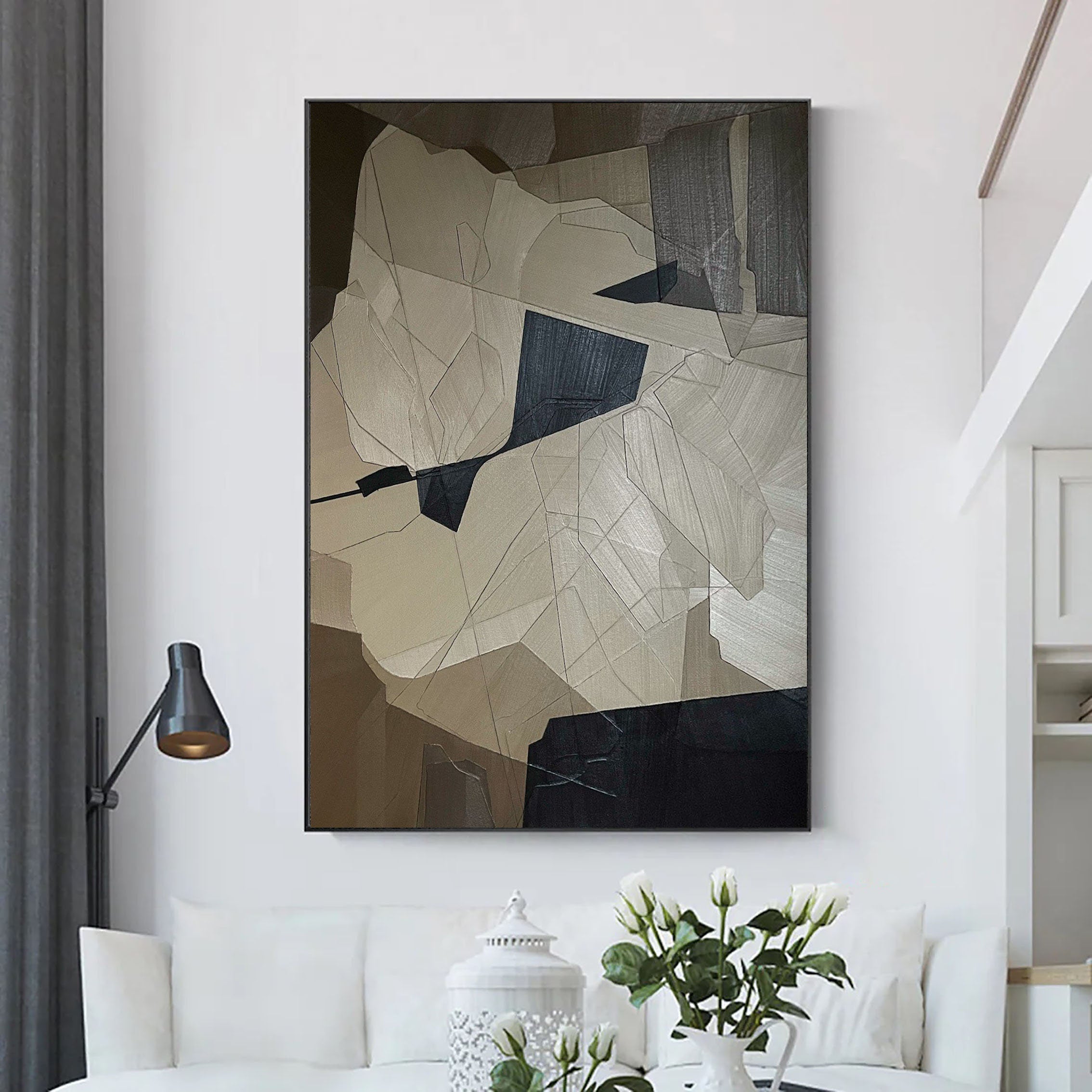 Fragmented Harmony: Abstract Geometric Canvas Art