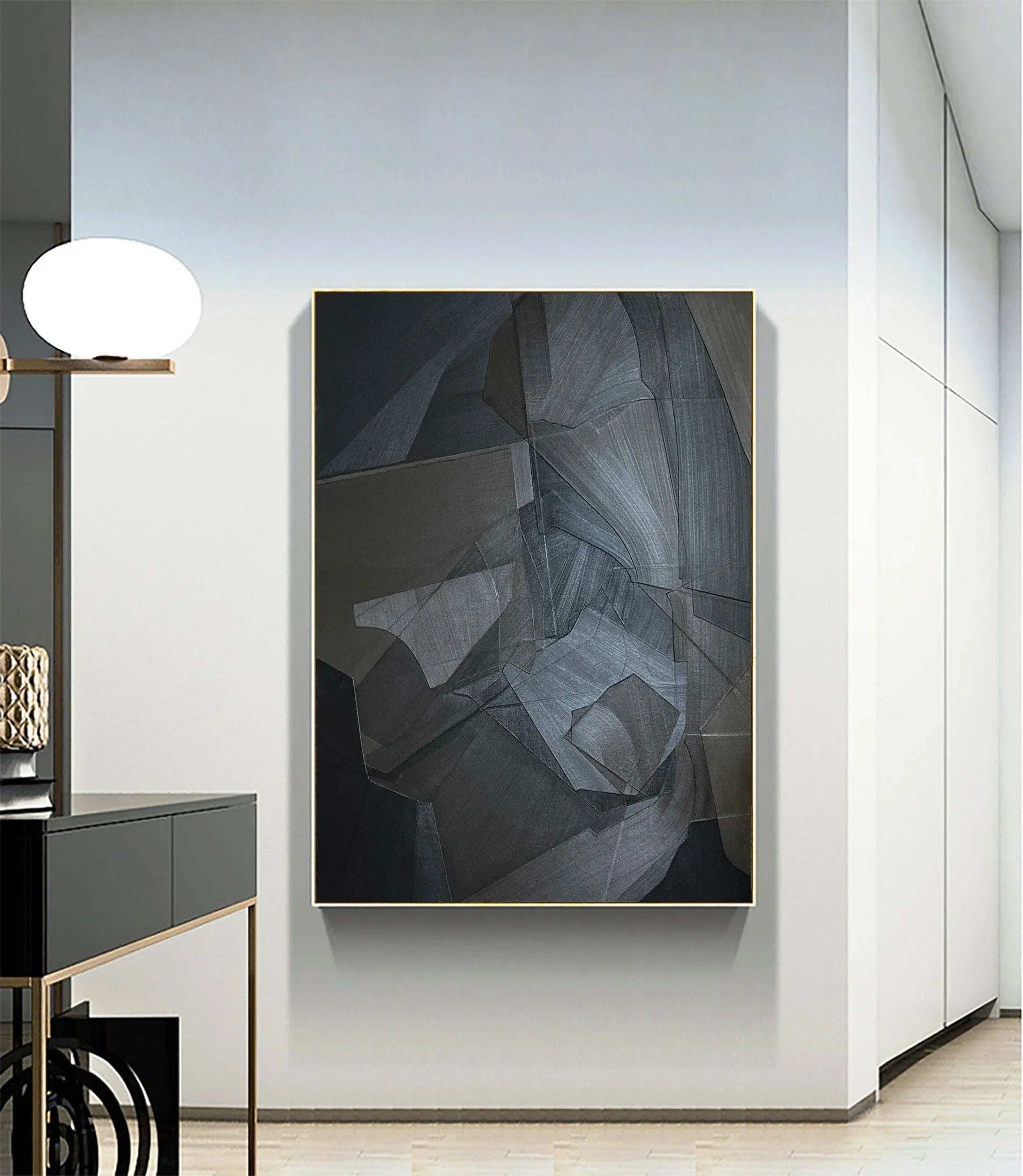 Shadow Geometry-Dark Geometric Abstract Wall Art - artextured
