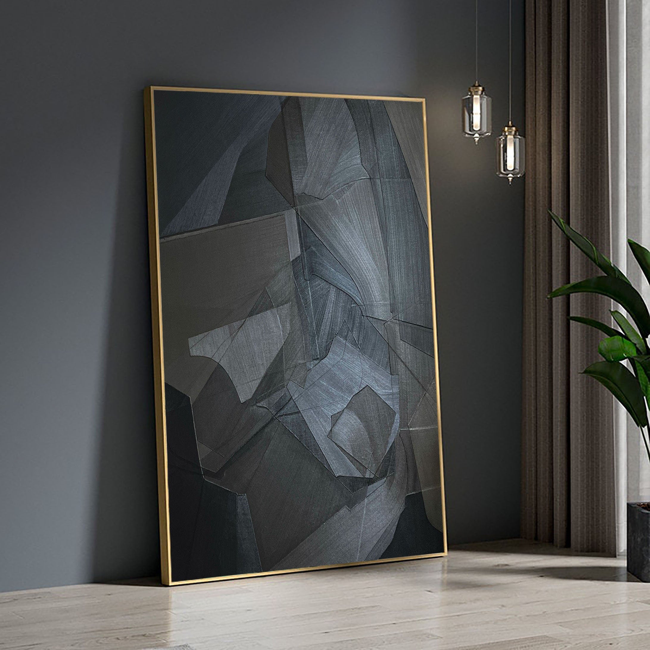 Dark Geometric Abstract Wall Art