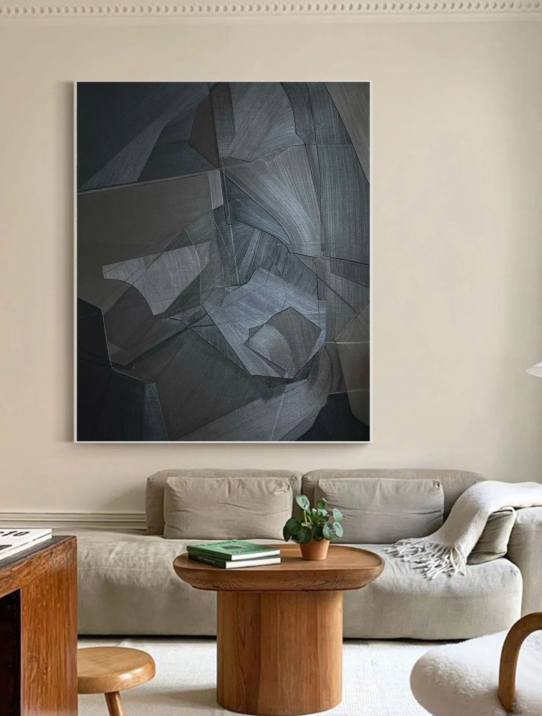 Shadow Geometry-Dark Geometric Abstract Wall Art - artextured