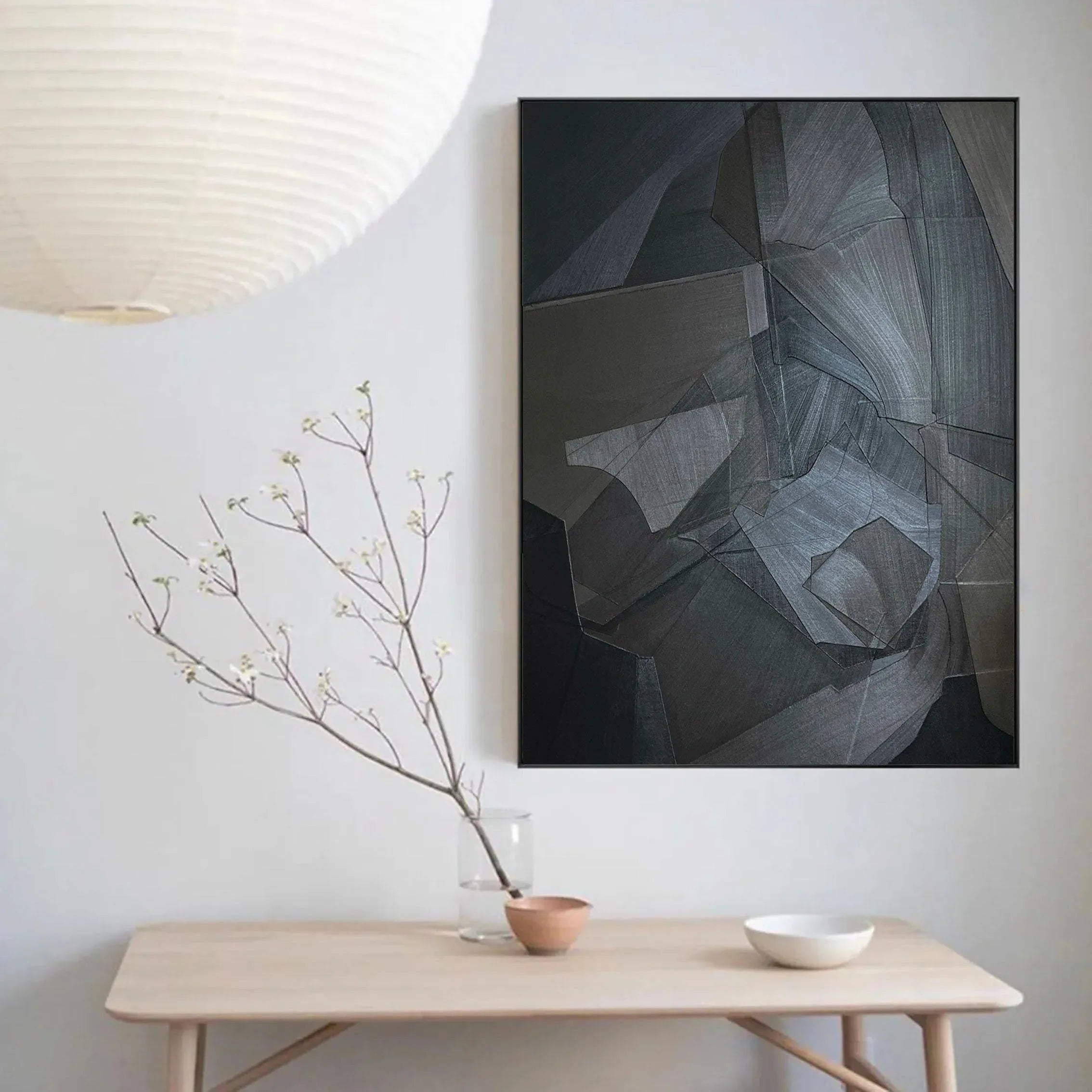 Shadow Geometry-Dark Geometric Abstract Wall Art - artextured
