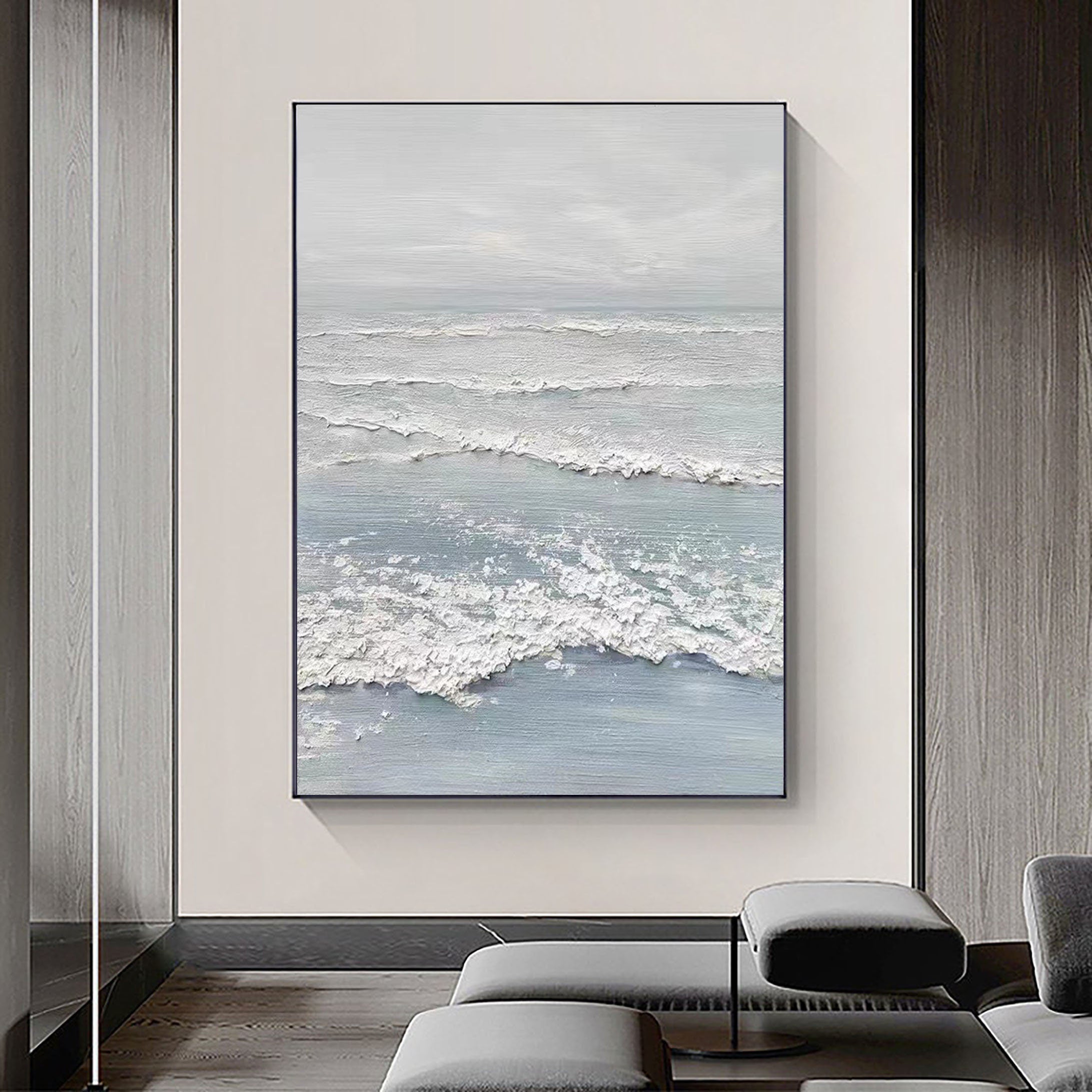 Tranquil Tides: Textured Ocean-Inspired Wall Art