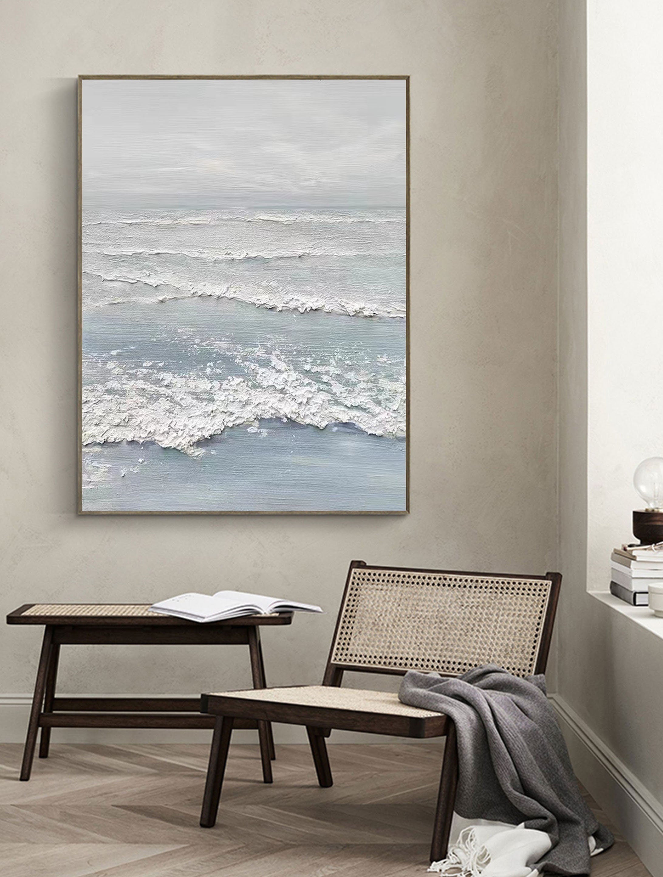 Tranquil Tides: Textured Ocean-Inspired Wall Art