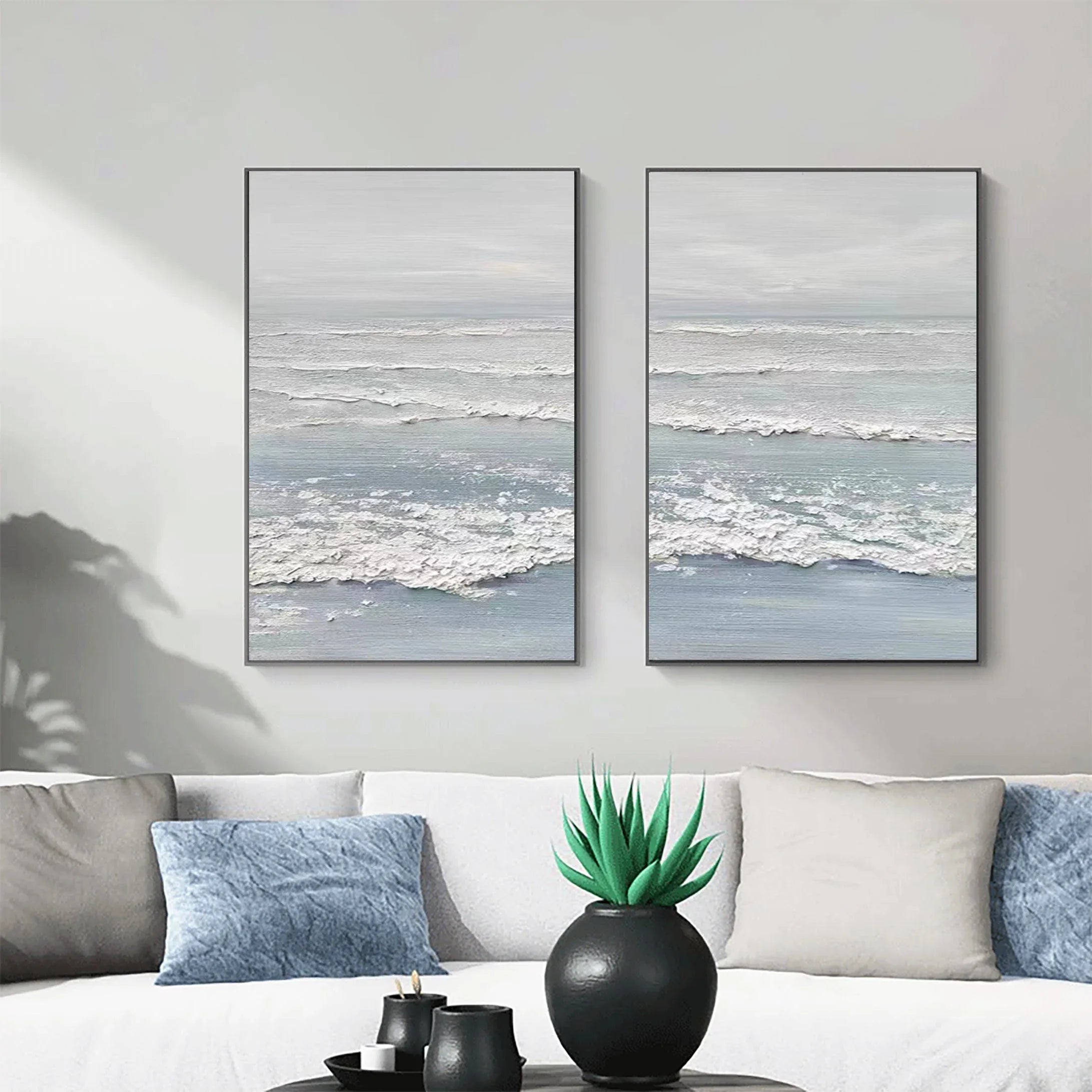 Ocean's Whisper- Dual Panel Textured Seascape Wall Art - artextured