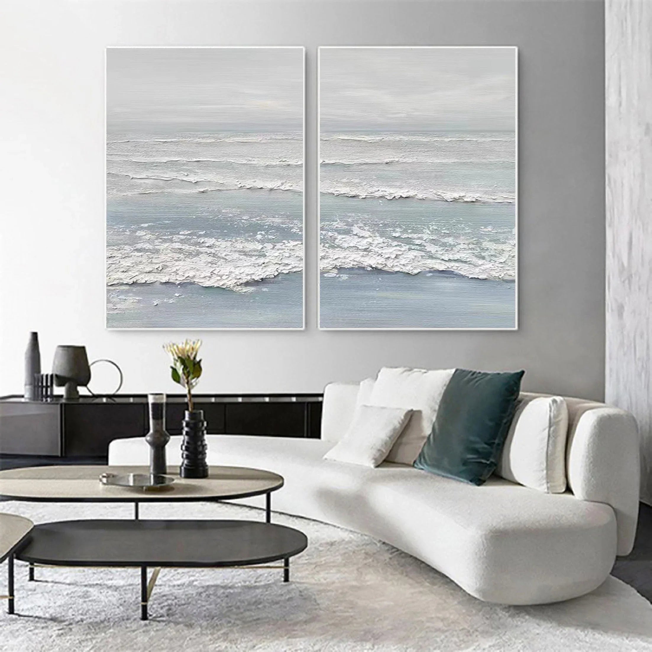 Ocean's Whisper- Dual Panel Textured Seascape Wall Art - artextured