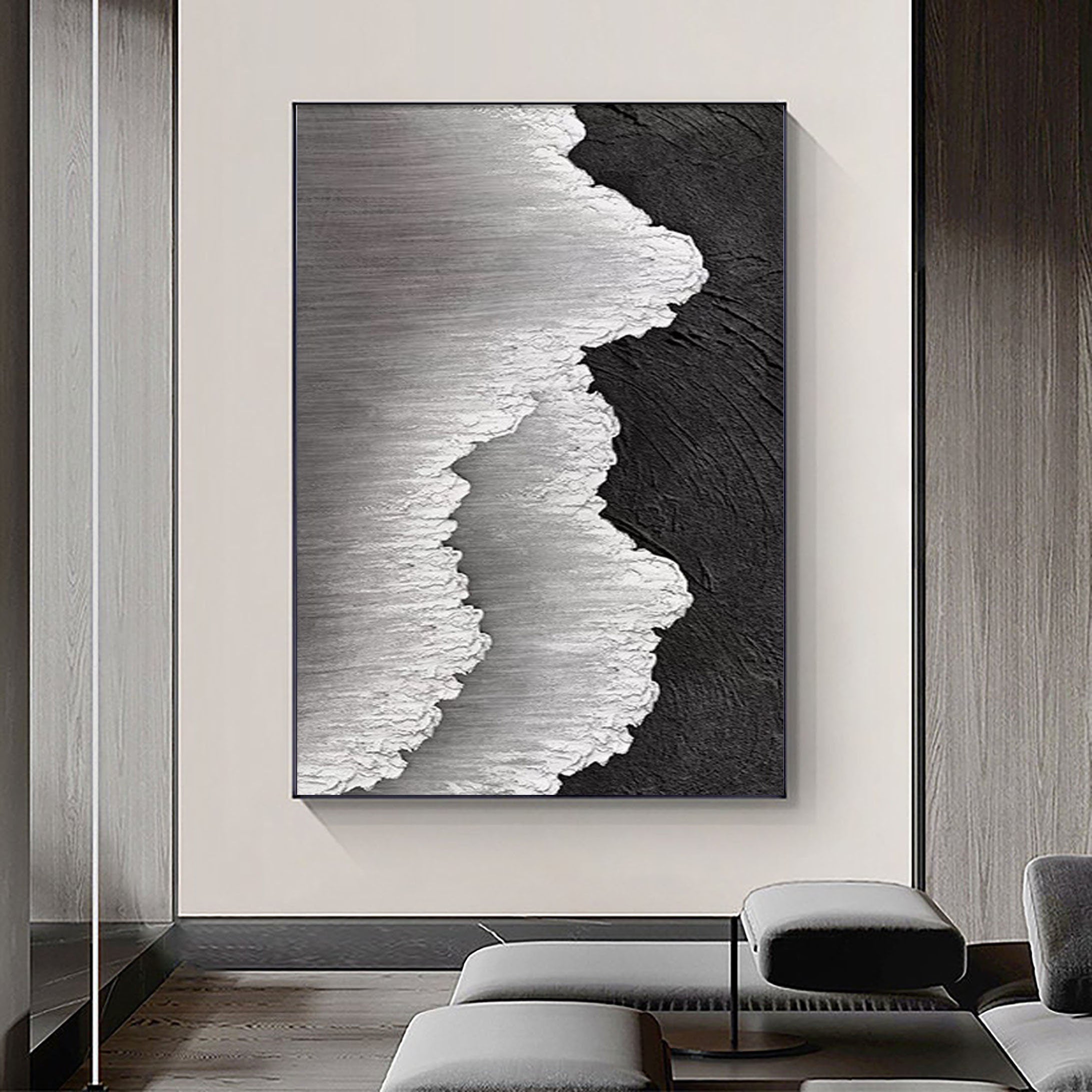 Dual Tide-Abstract Textured Ocean Wave Canvas Art
