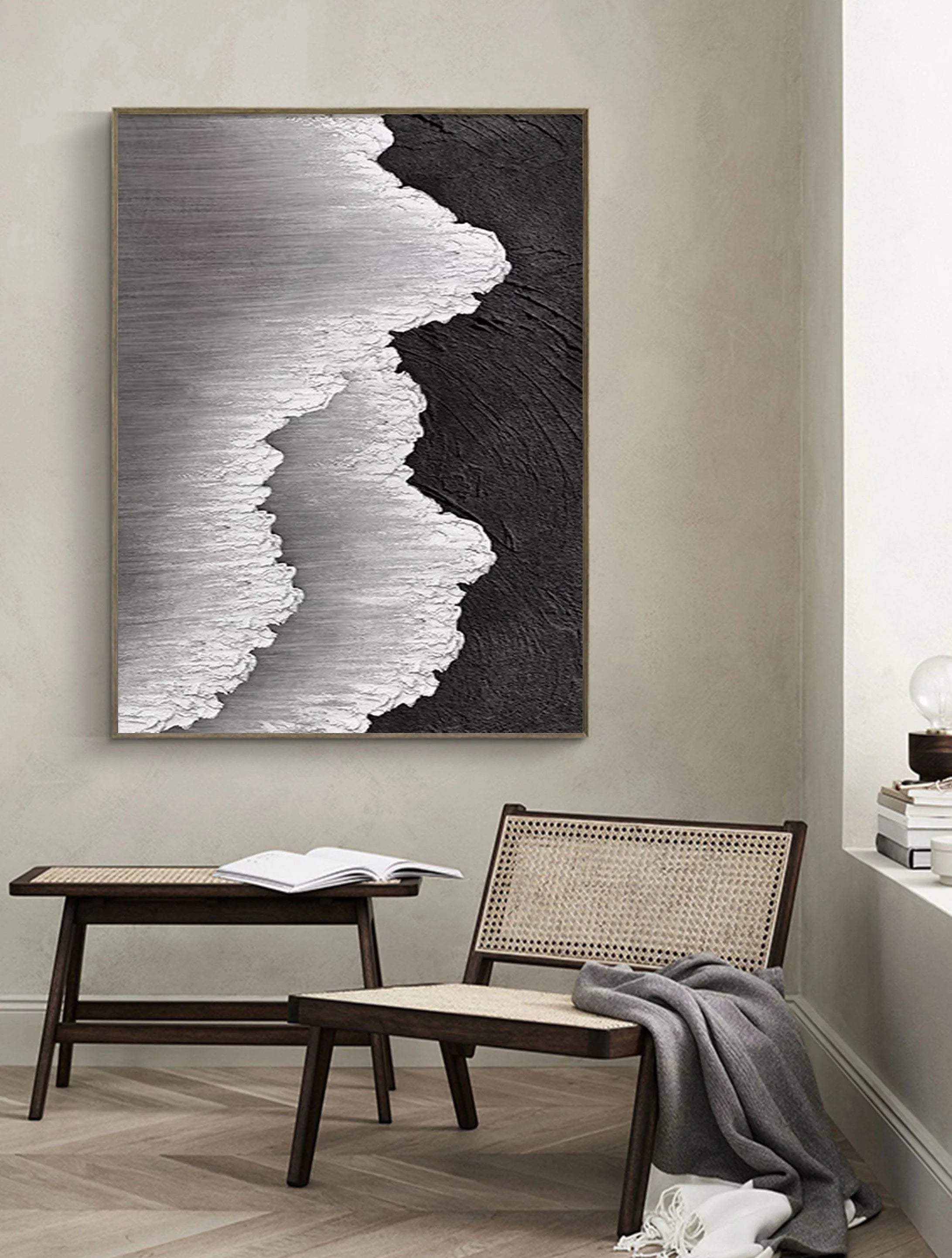Dual Tide-Abstract Textured Ocean Wave Canvas Art - artextured