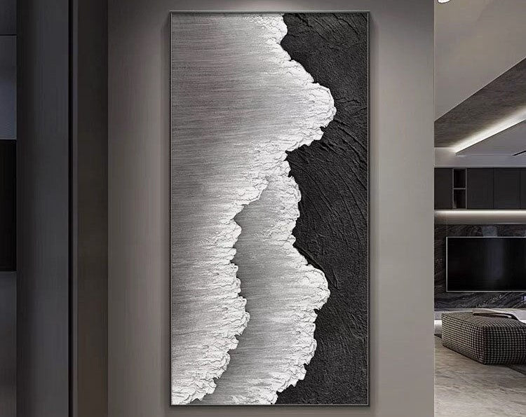 Dual Tide-Abstract Textured Ocean Wave Canvas Art