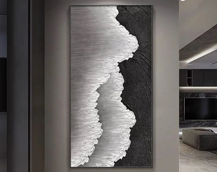 Dual Tide-Abstract Textured Ocean Wave Canvas Art - artextured