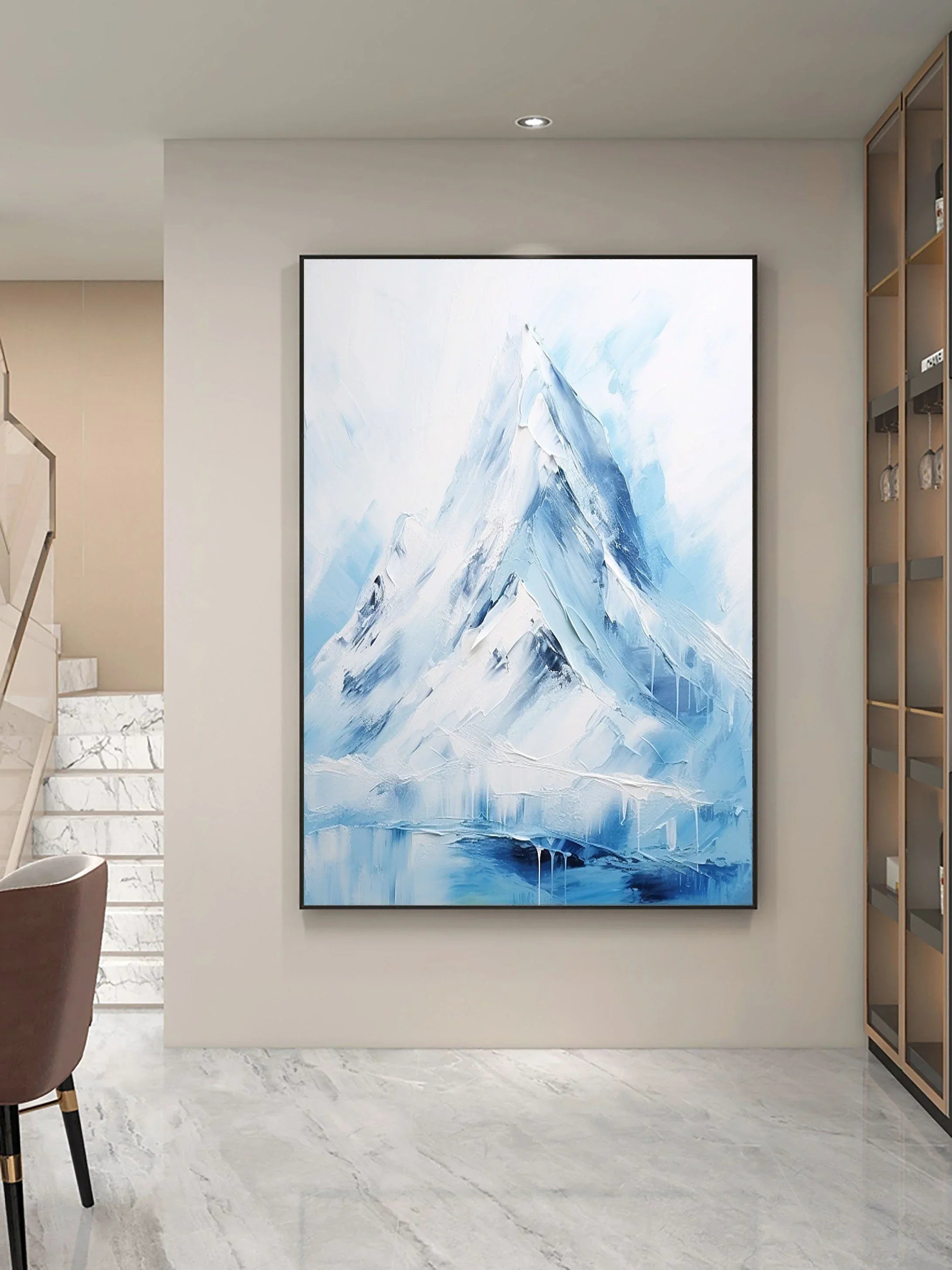Majestic Peaks-Minimalist Ice and Snow Abstract Wall Art in Modern Interior Decoration - artextured