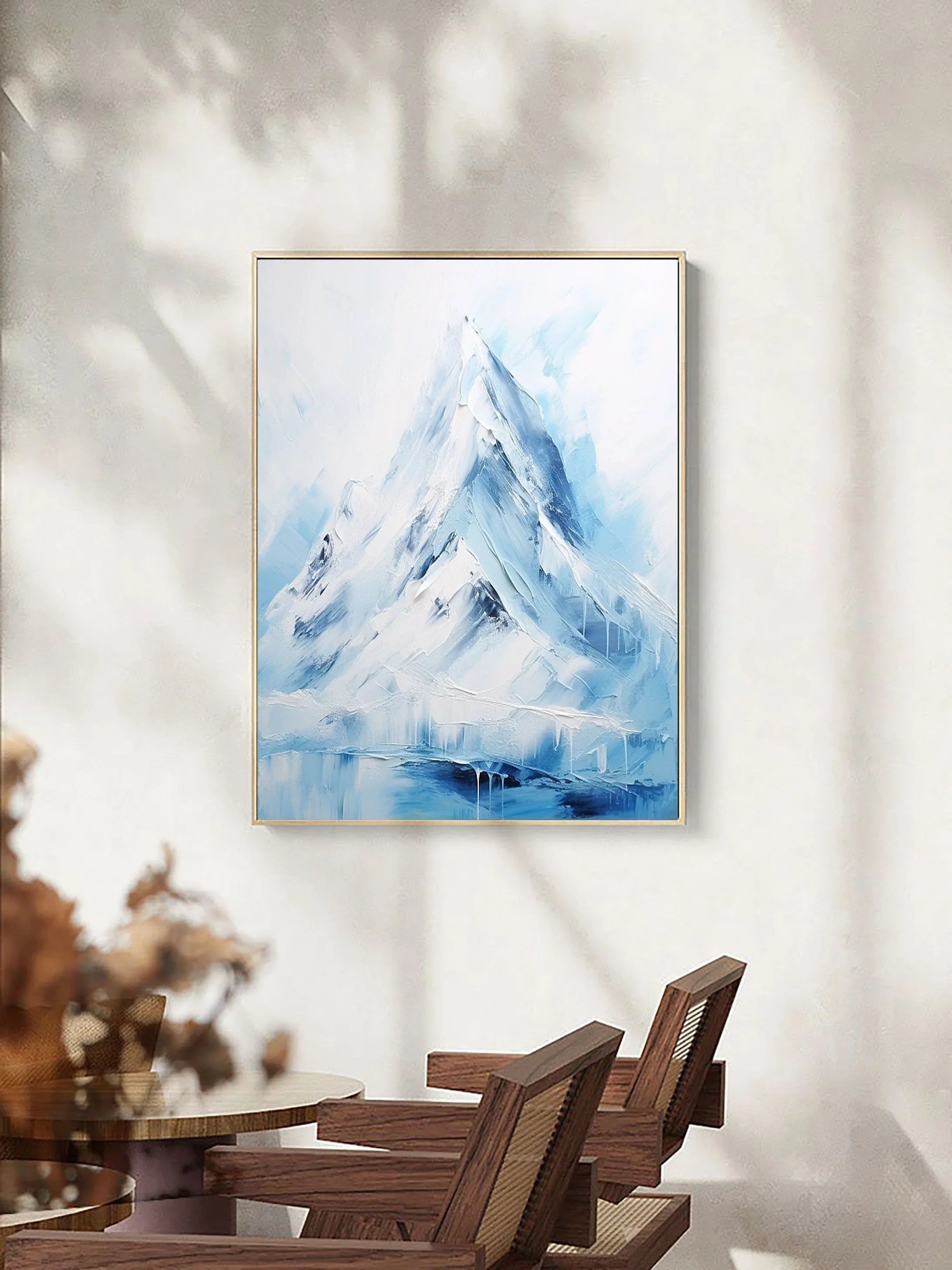 Majestic Peaks-Minimalist Ice and Snow Abstract Wall Art in Modern Interior Decoration - artextured
