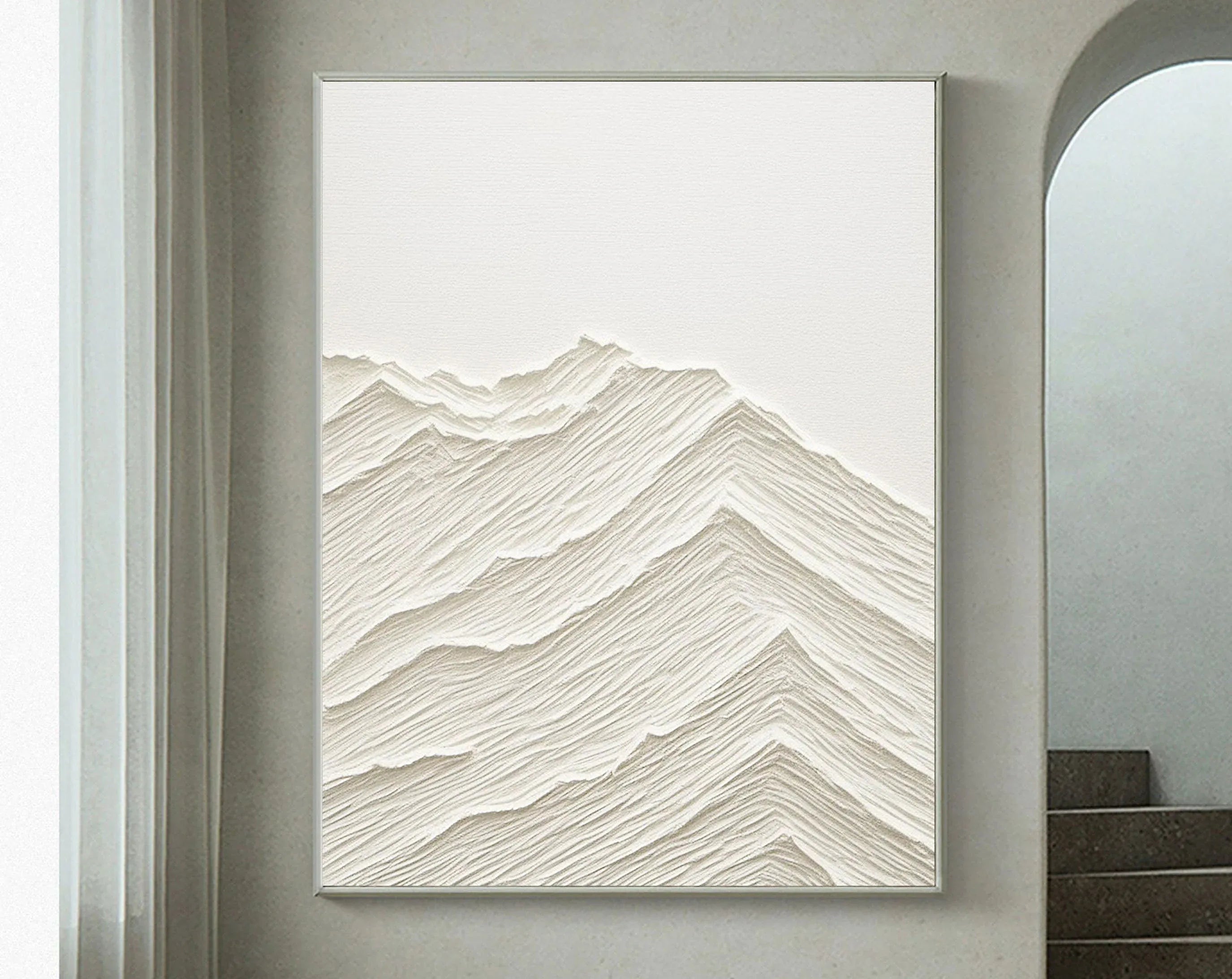 Serene Horizons- Minimalist Textured Mountain Artwork - artextured