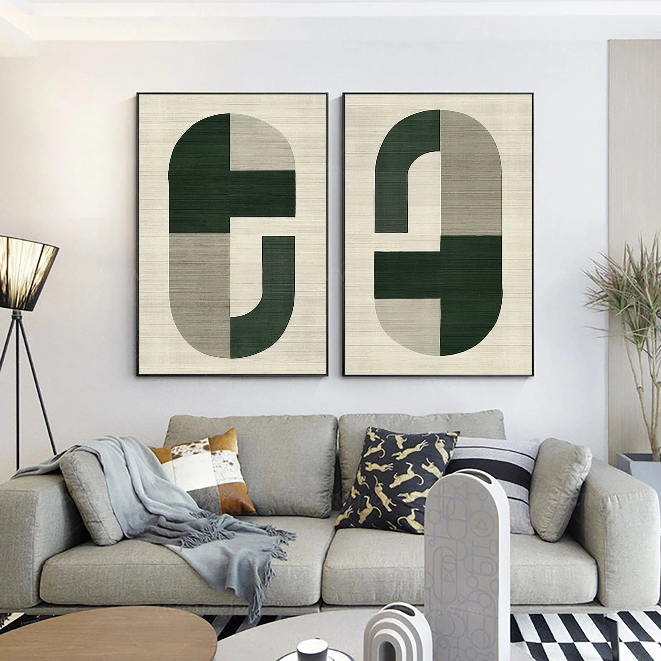 Geometric Harmony- Modern Minimalist Canvas Art Set Of 2 - artextured