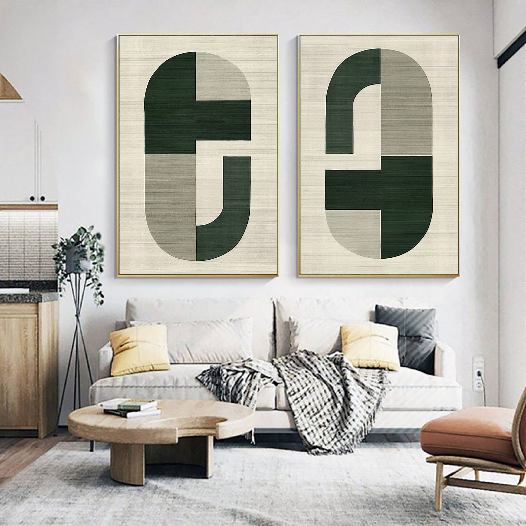 Geometric Harmony: Modern Minimalist Canvas Art Set Of 2