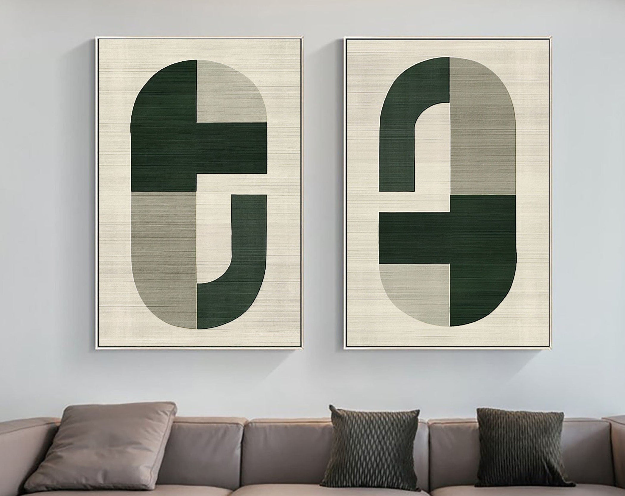 Geometric Harmony: Modern Minimalist Canvas Art Set Of 2