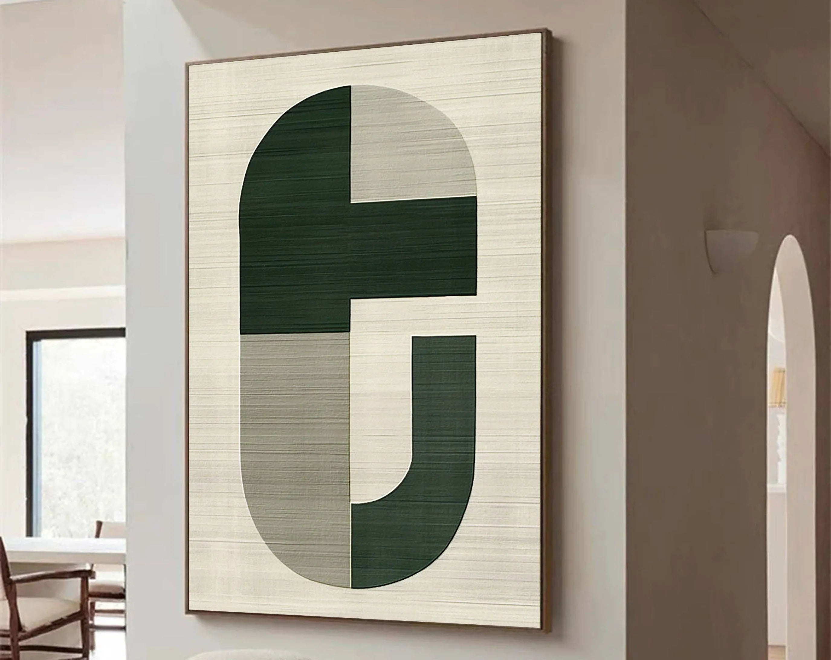 Equilibrium-Minimalist Green Grey Geometric Block Abstract Wall Art - artextured