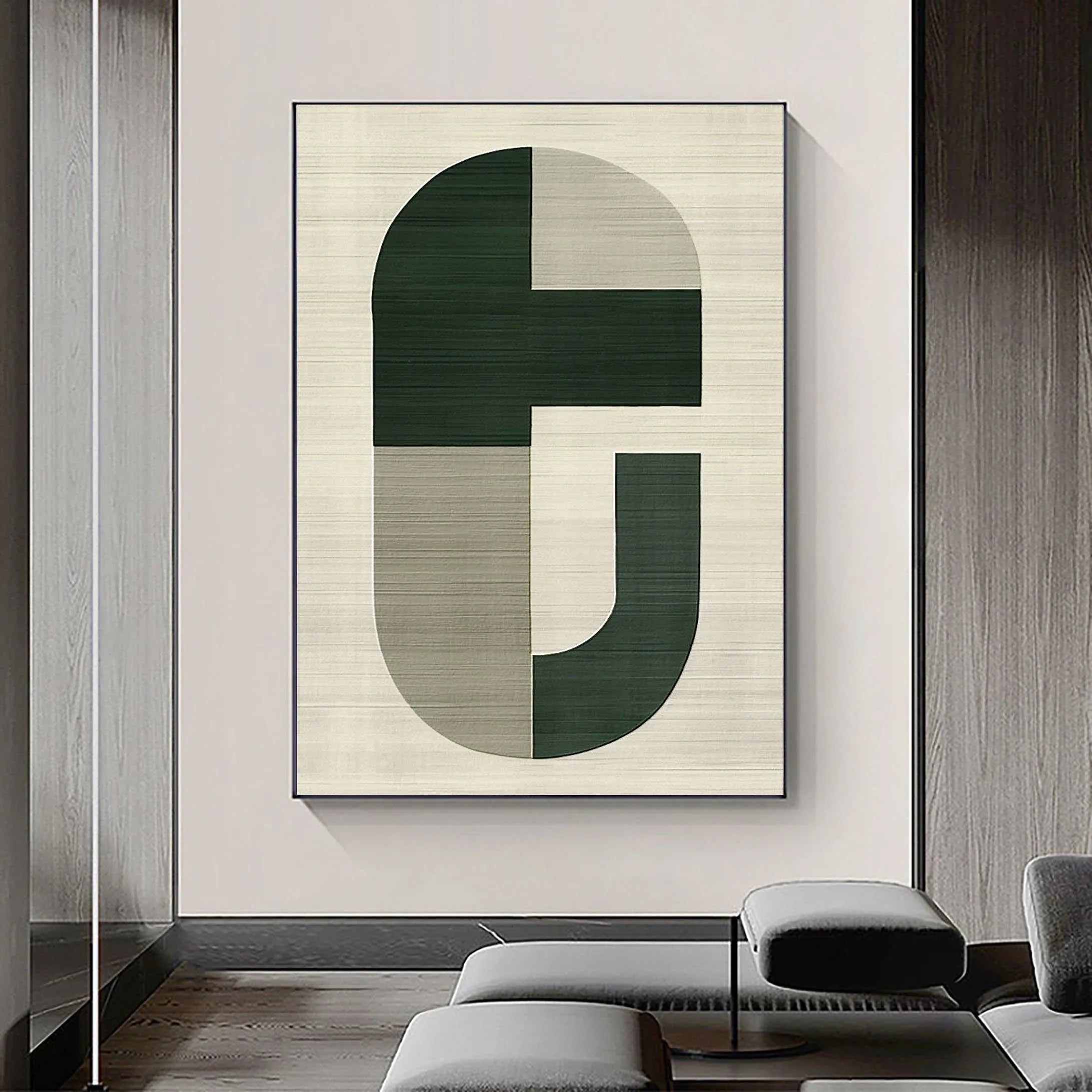 Equilibrium-Minimalist Green Grey Geometric Block Abstract Wall Art - artextured