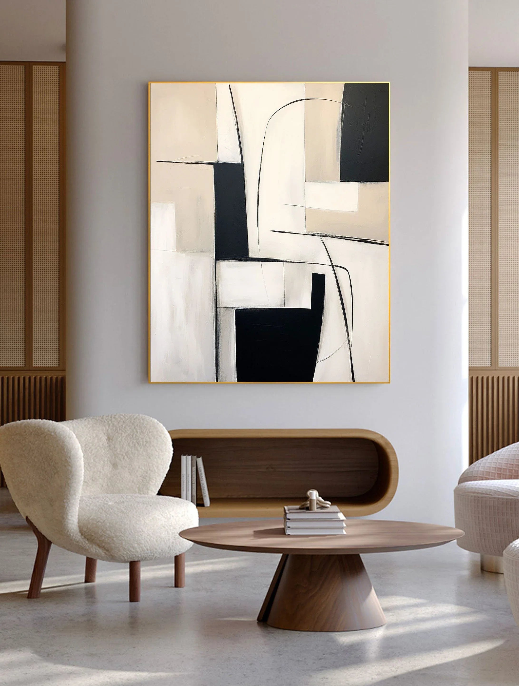 Monochrome Maze-Modern Home Design Geometric Minimalist Abstract Wall Art - artextured