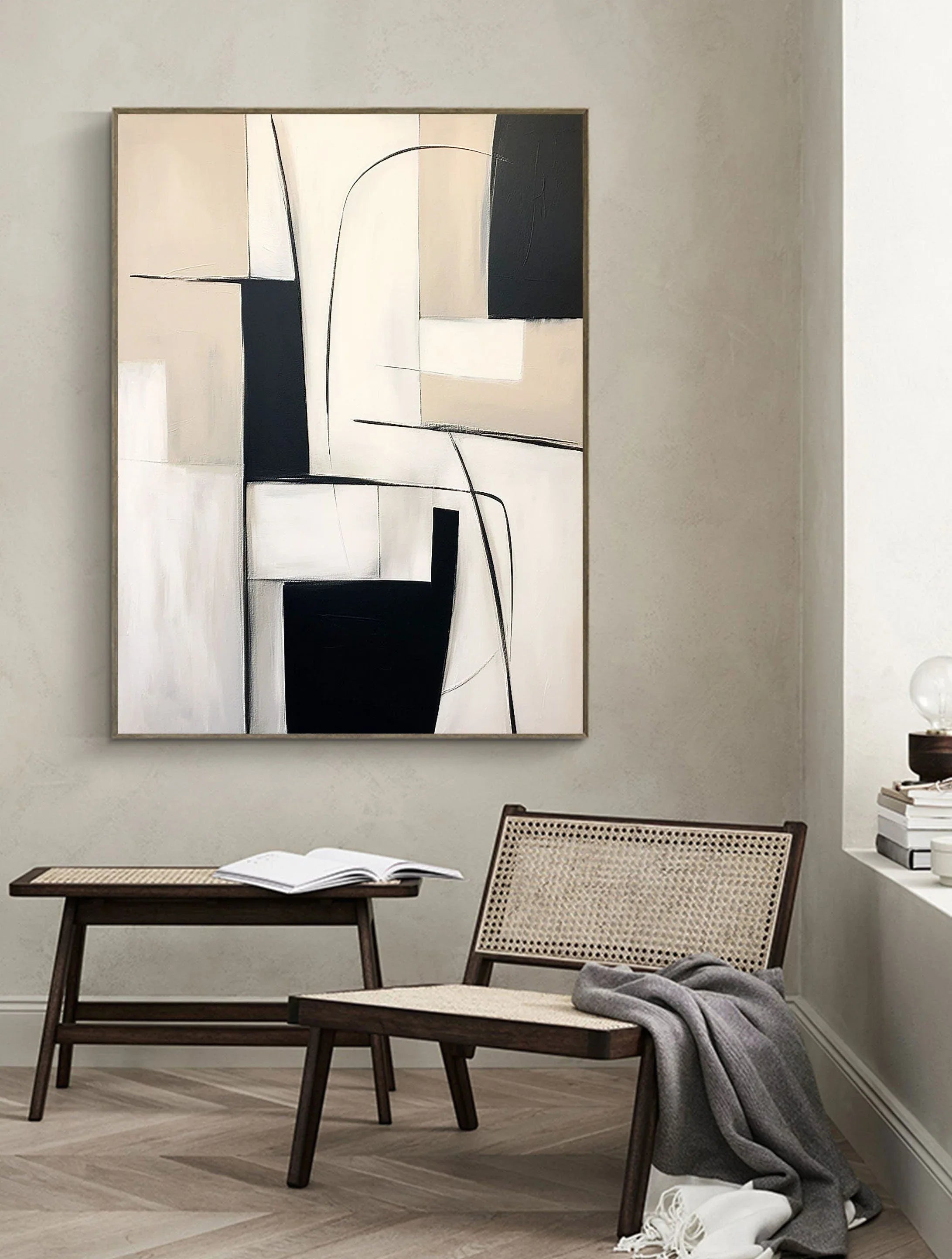 Monochrome Maze-Modern Home Design Geometric Minimalist Abstract Wall Art - artextured