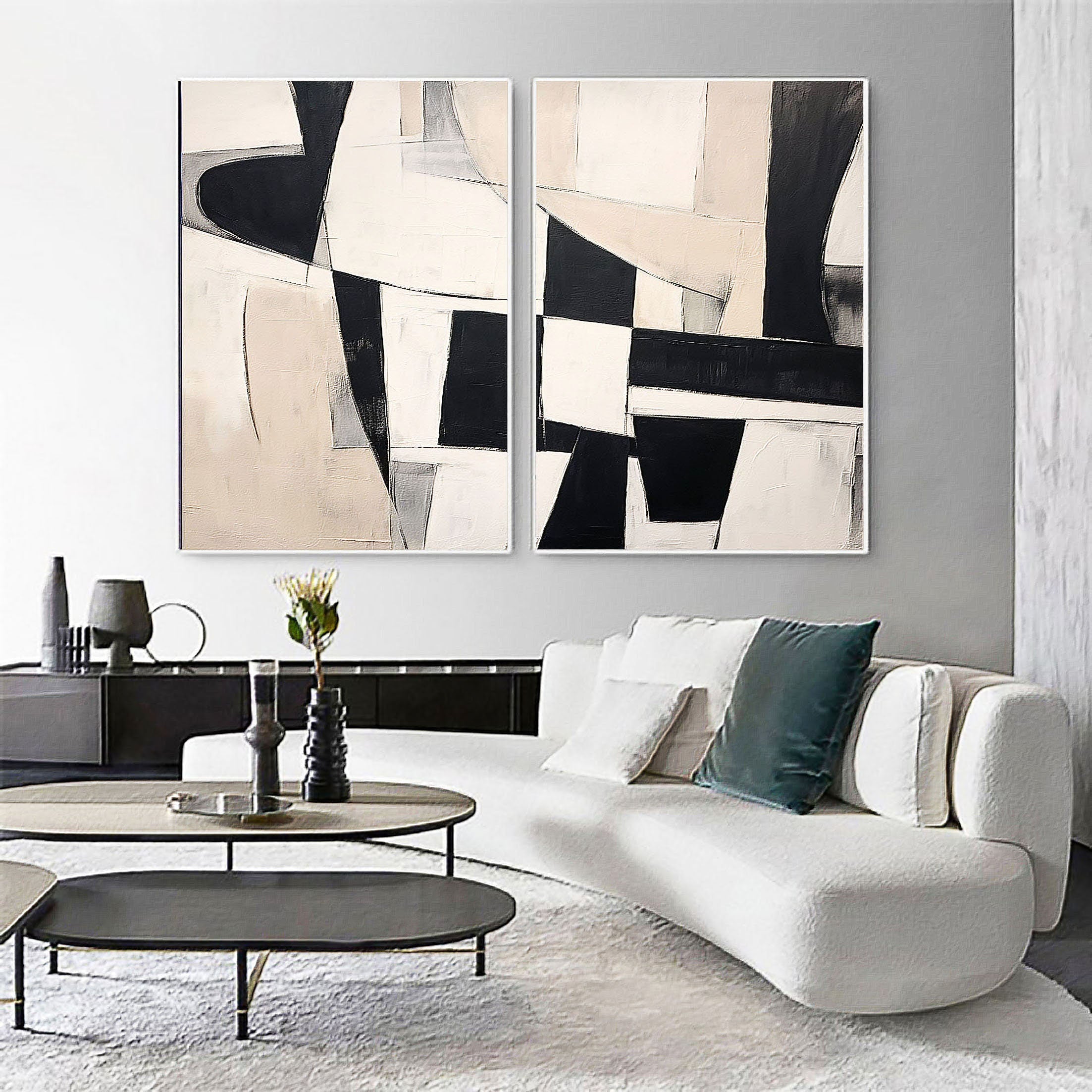 Monochrome Harmony Diptych SET OF 2