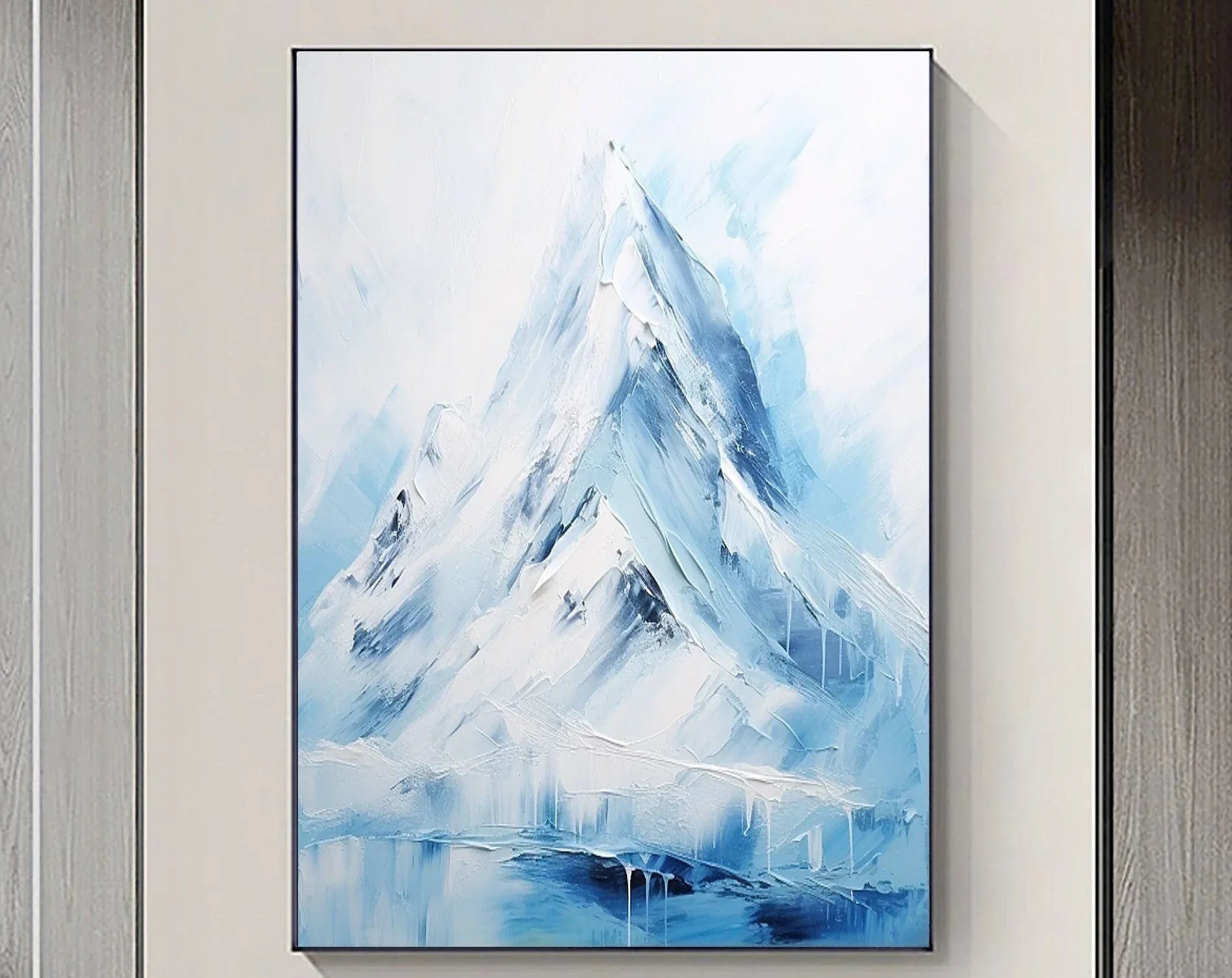 Majestic Peaks-Minimalist Ice and Snow Abstract Wall Art in Modern Interior Decoration - artextured