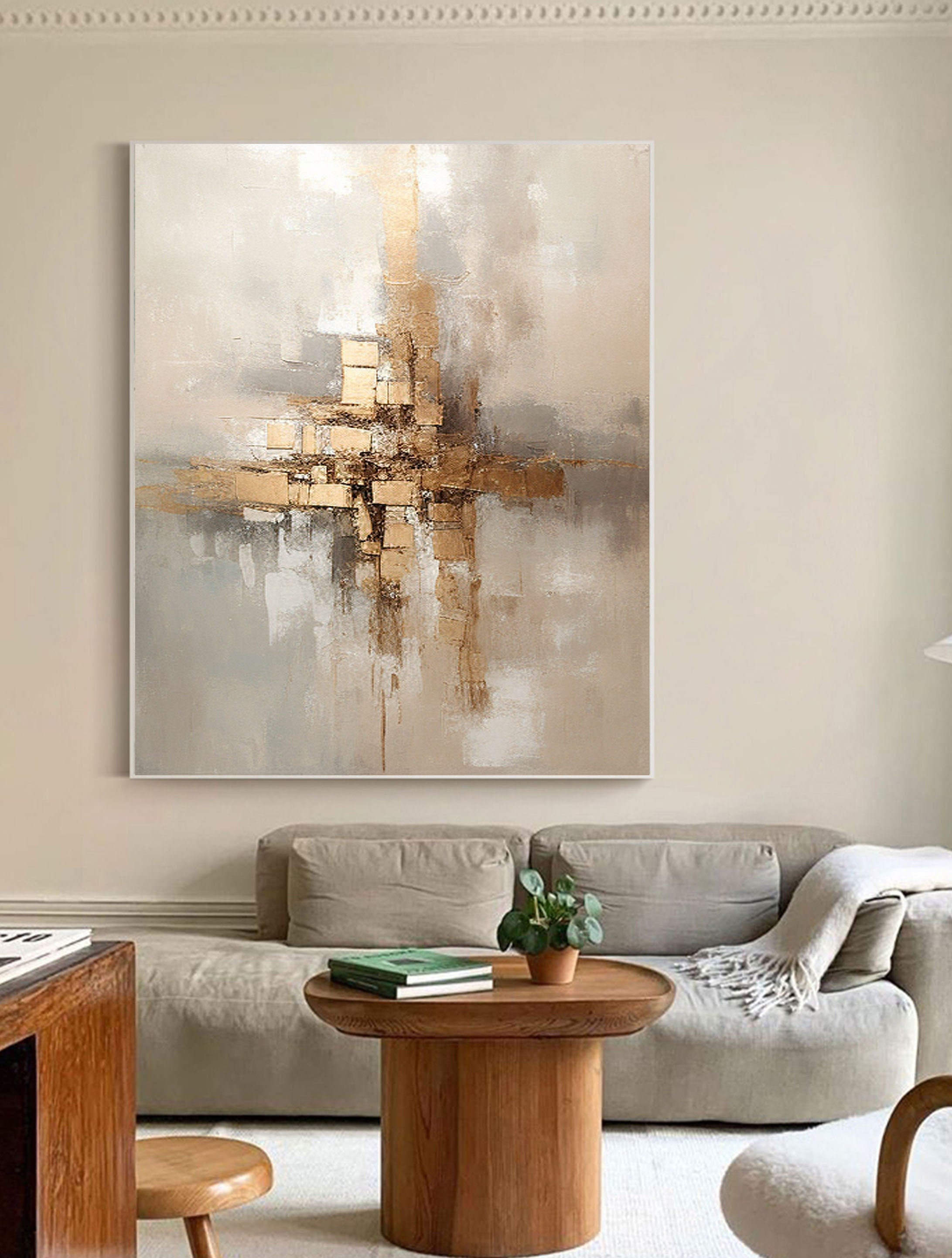 Golden Balance: Abstract Harmony Canvas Art