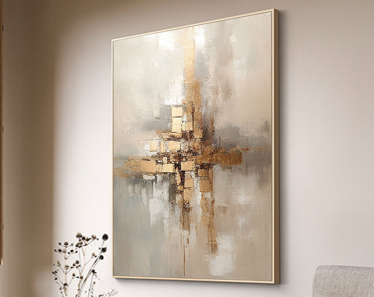 Golden Balance: Abstract Harmony Canvas Art