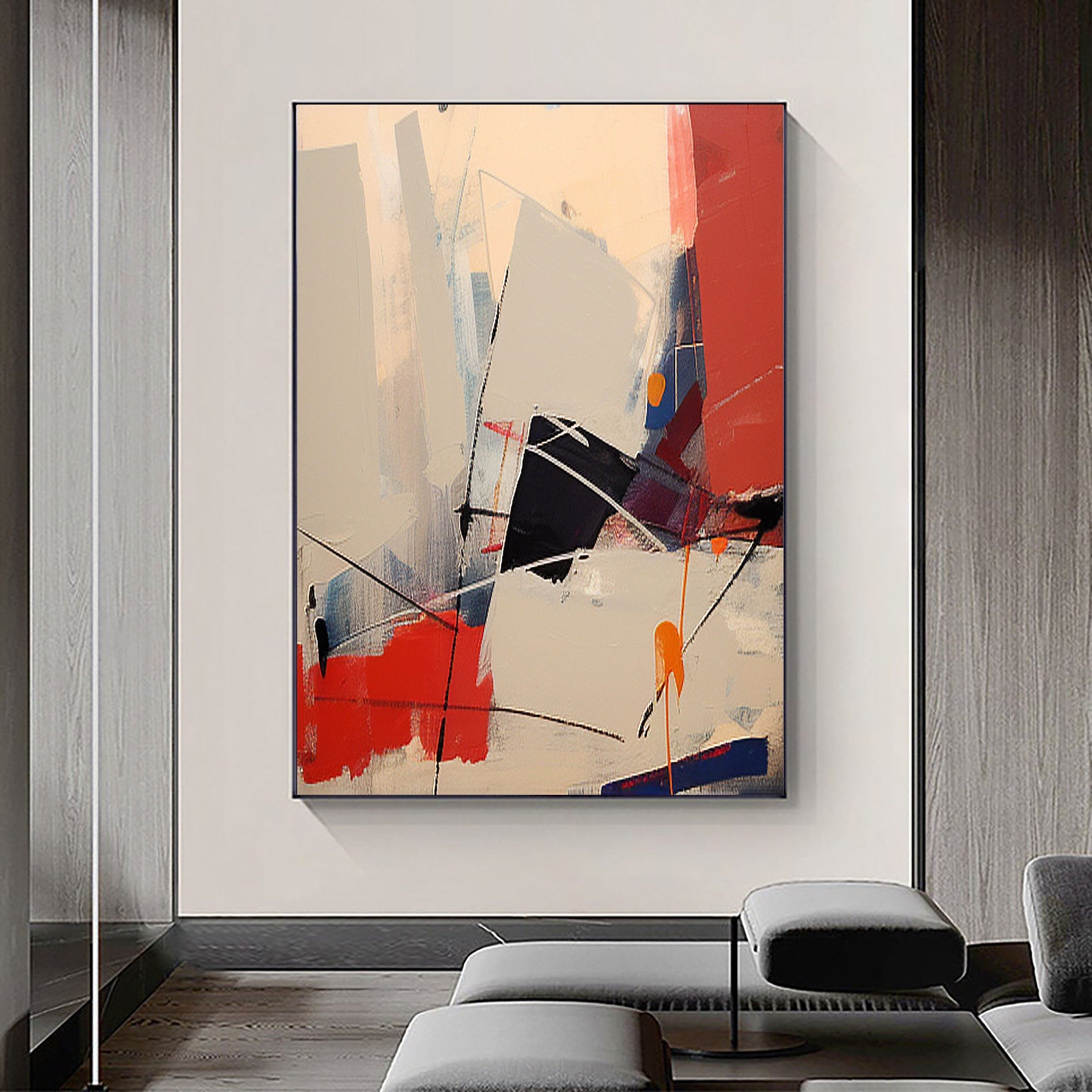 Color Surge-Multi Colored Geometric Abstract Texture Oil Painting Wall Art