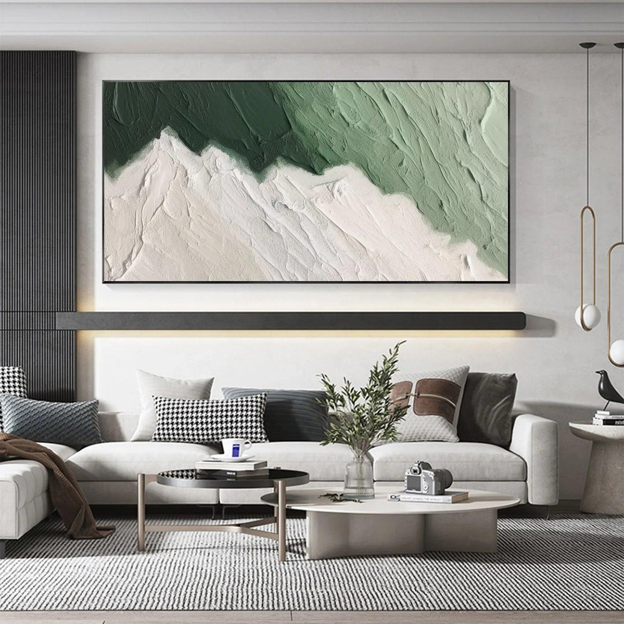 Emerald Peaks -Modern Minimalist Hand drawn Mountain Texture Wall Art - artextured
