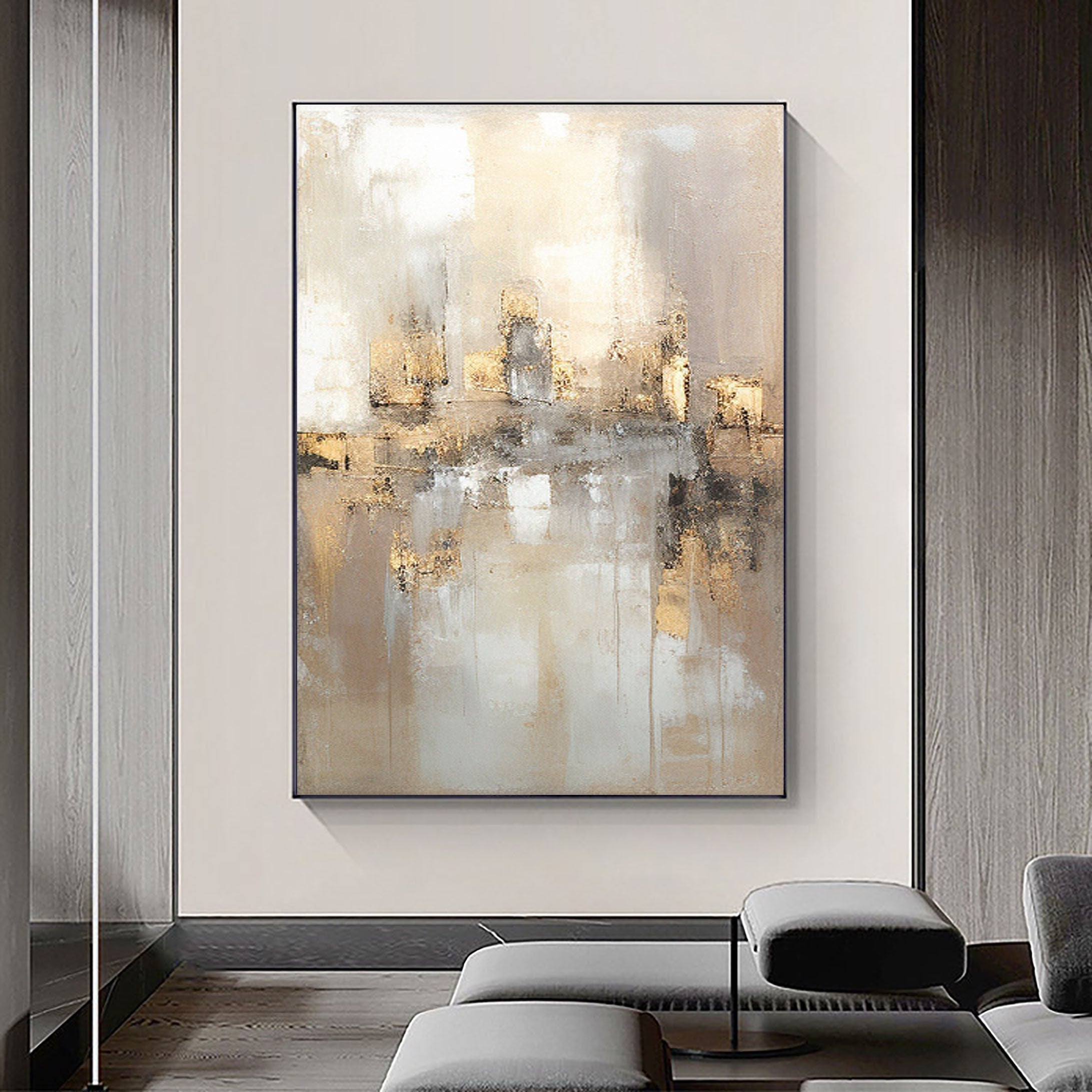 Reflections by the Lake: Abstract Serene Landscape Canvas
