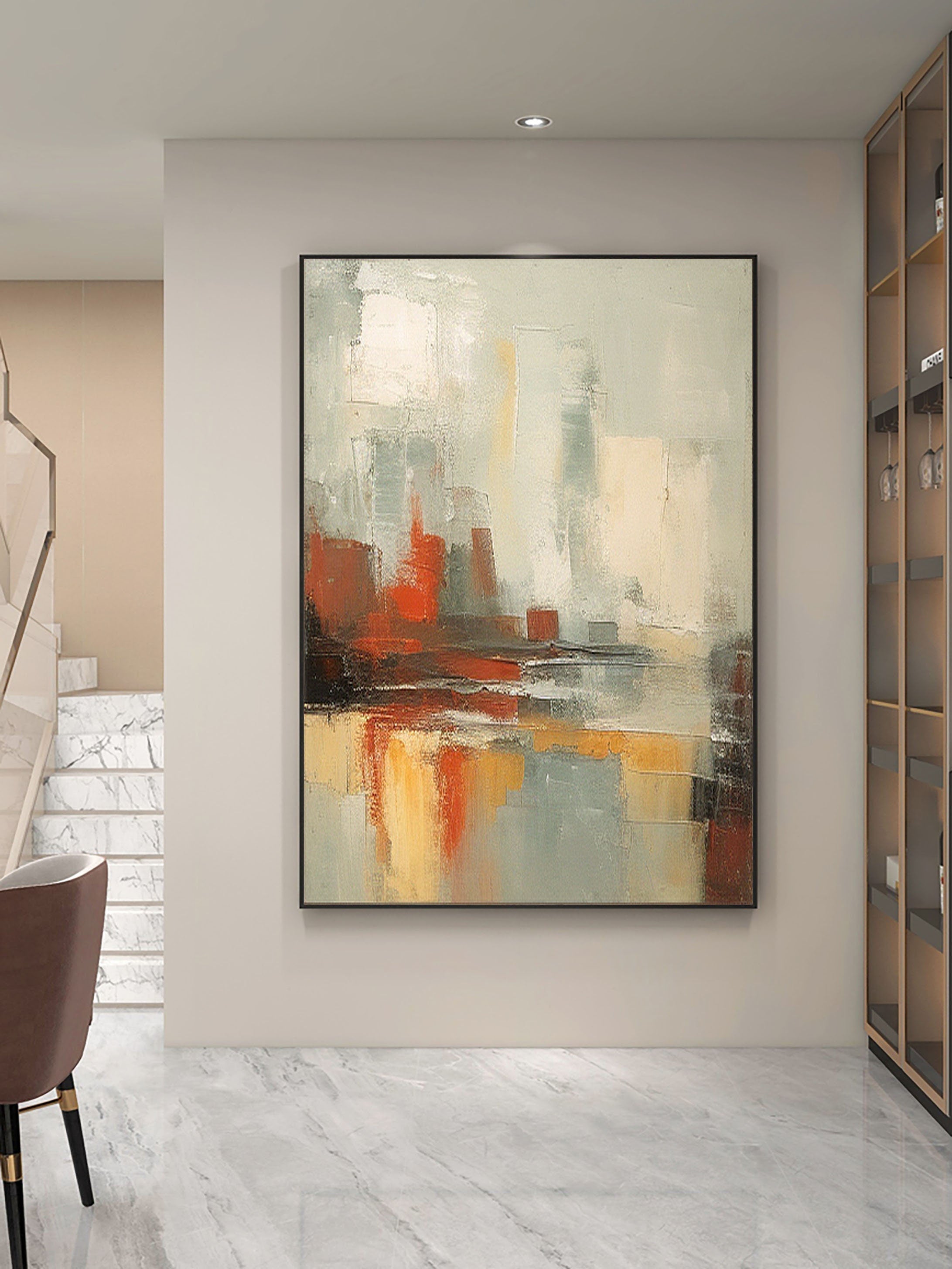 Urban Pulse-Multi Color Abstract Texture Urban Oil Painting Wall Art