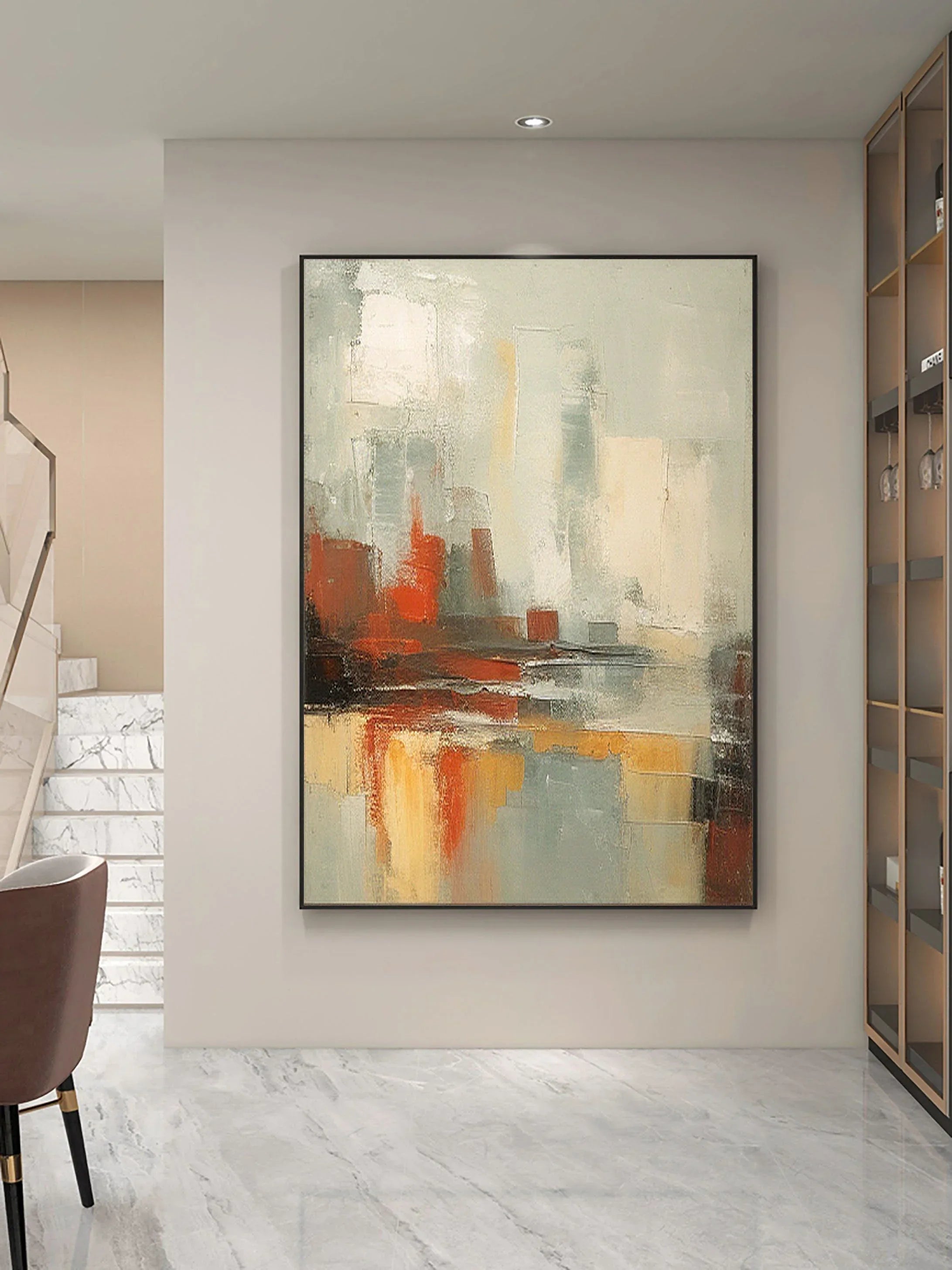 Urban Pulse-Multi Color Abstract Texture Urban Oil Painting Wall Art - artextured