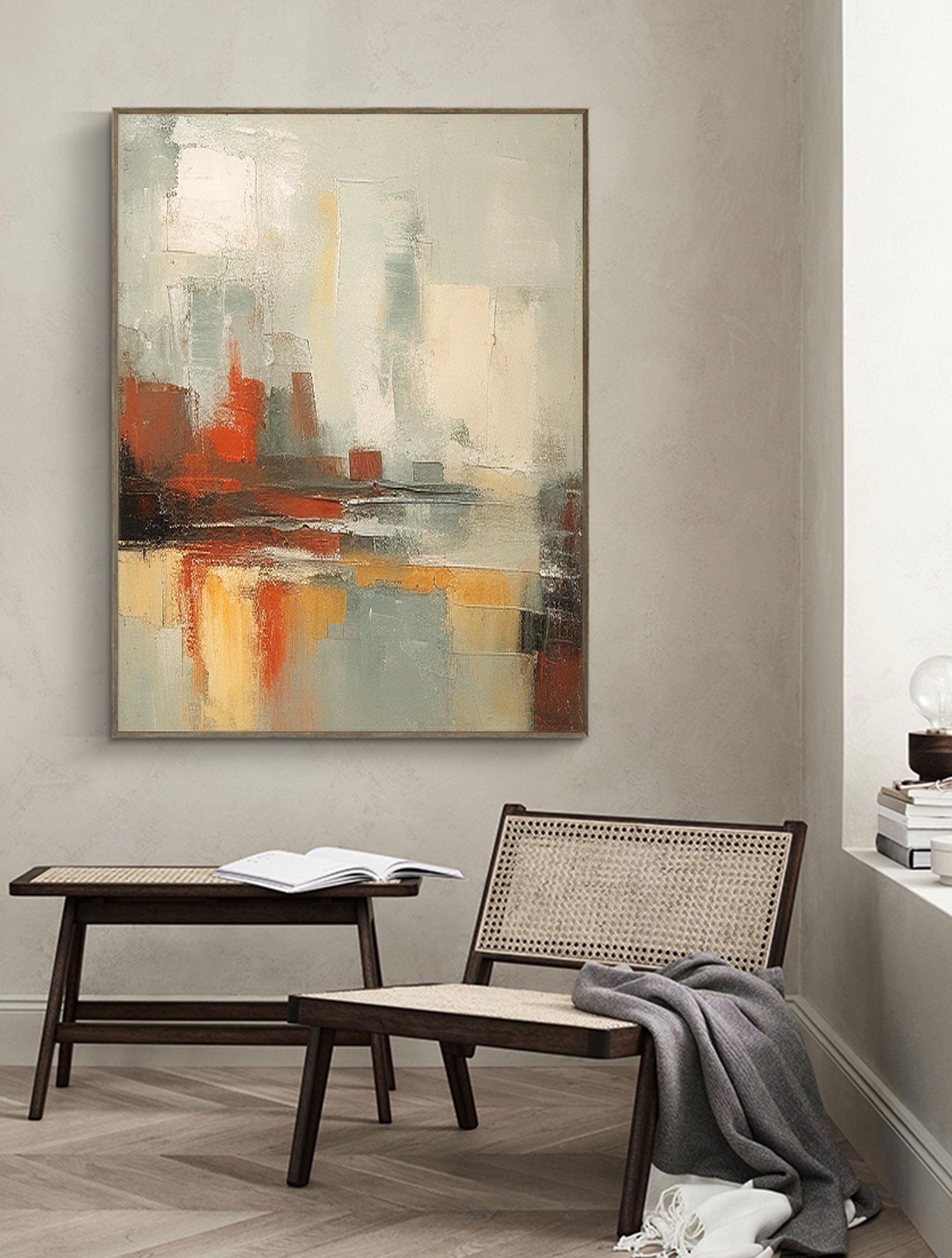 Urban Pulse-Multi Color Abstract Texture Urban Oil Painting Wall Art